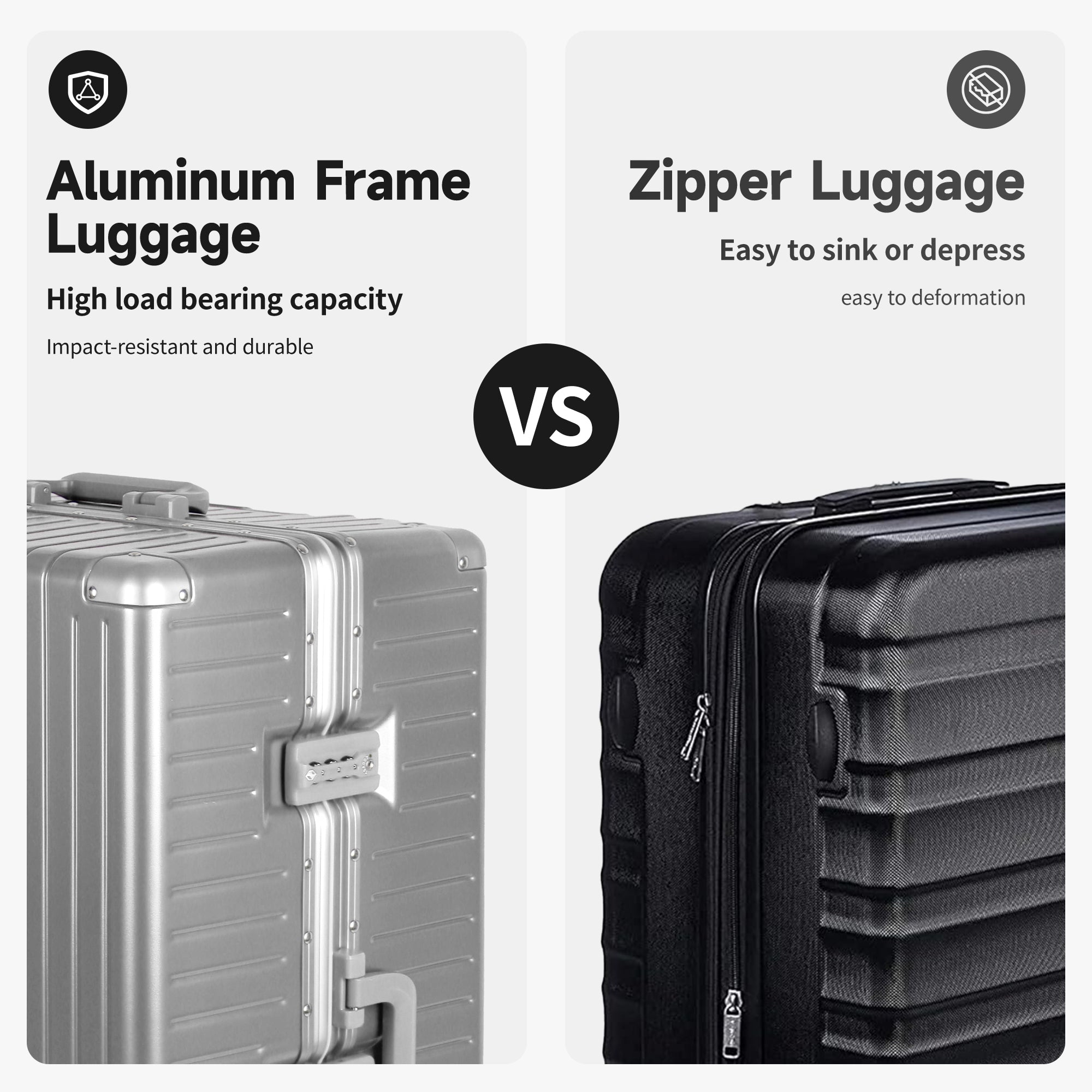 NEW YORK XPRESS Zipperless Luggage AL-12501,20in/30in,Aluminum Frame w/TSA LOCK w/Spinner Wheels