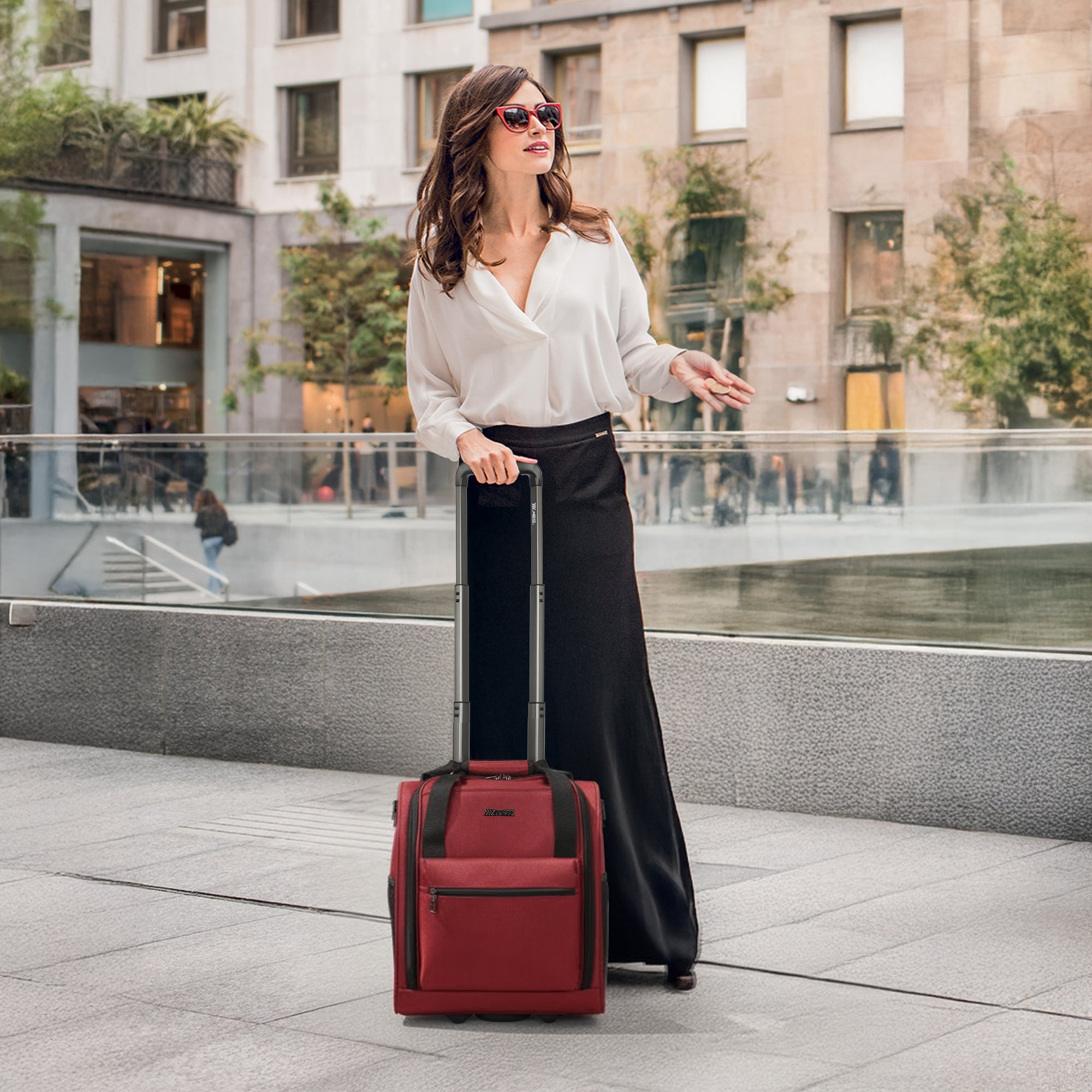 New York XPress TA-13-16,16'' Softside Carry-On Luggage for Airplane,3-in-1 Underseat Carry On Luggage with Wheels,Rolling Suitcase for Men/Women