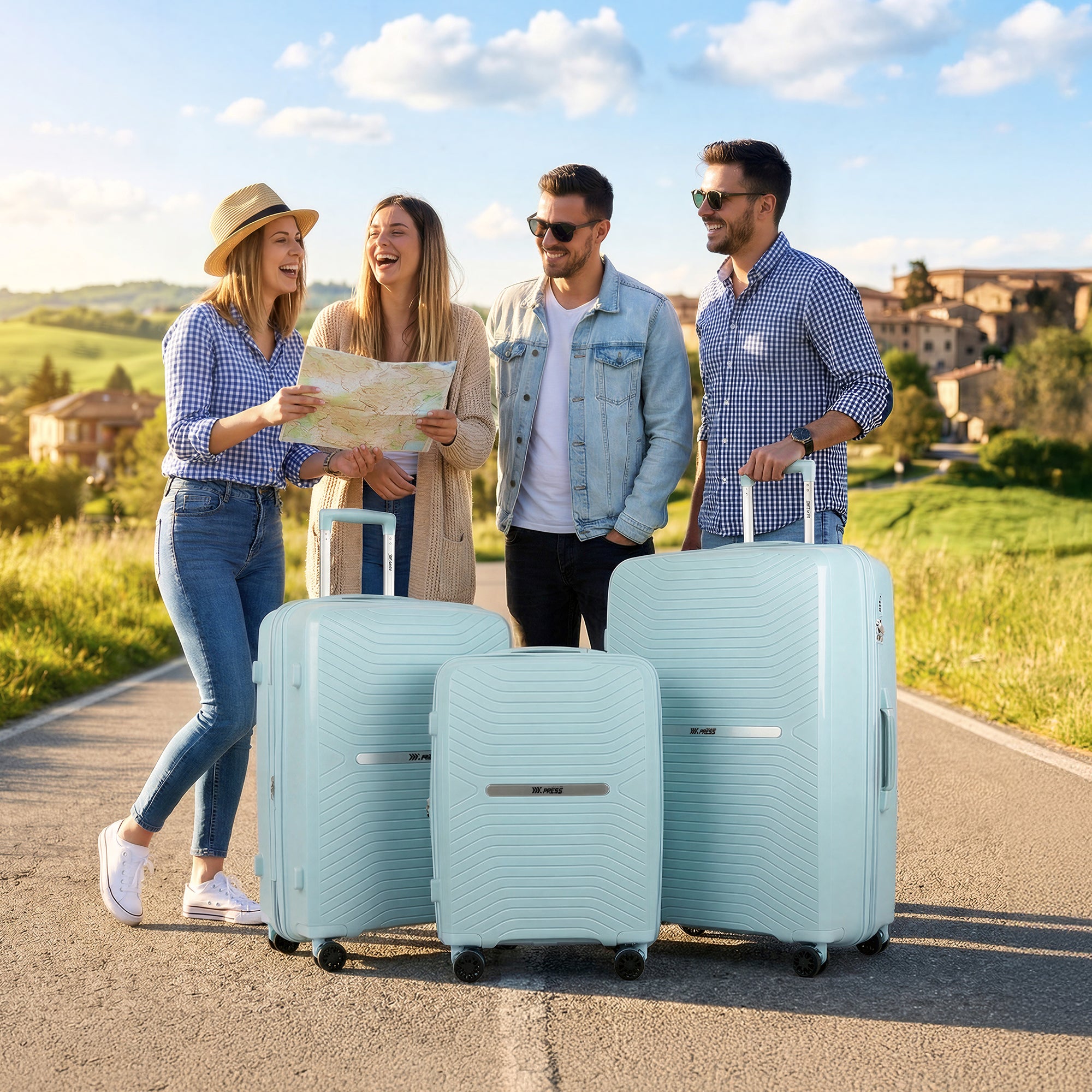 New York XPress 13804,3 Piece Luggage Set w/TSA LOCK,PC Hardside Suitcase Set w/Double Spinner Wheels,Expandable 20%,Luggage Sets,Lightweight Rolling Suitcase for Men/Women（20in/25in/29in）