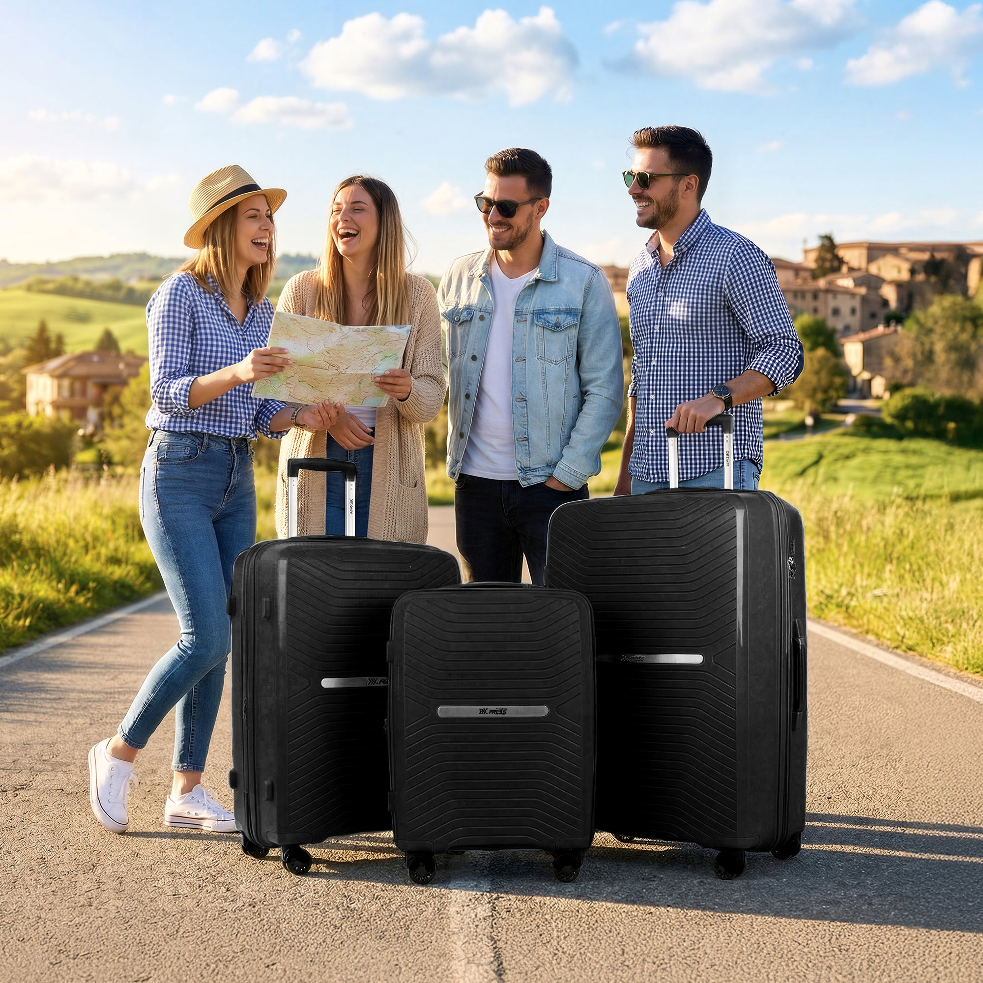 New York XPress 13804,3 Piece Luggage Set w/TSA LOCK,PC Hardside Suitcase Set w/Double Spinner Wheels,Expandable 20%,Luggage Sets,Lightweight Rolling Suitcase for Men/Women（20in/25in/29in）
