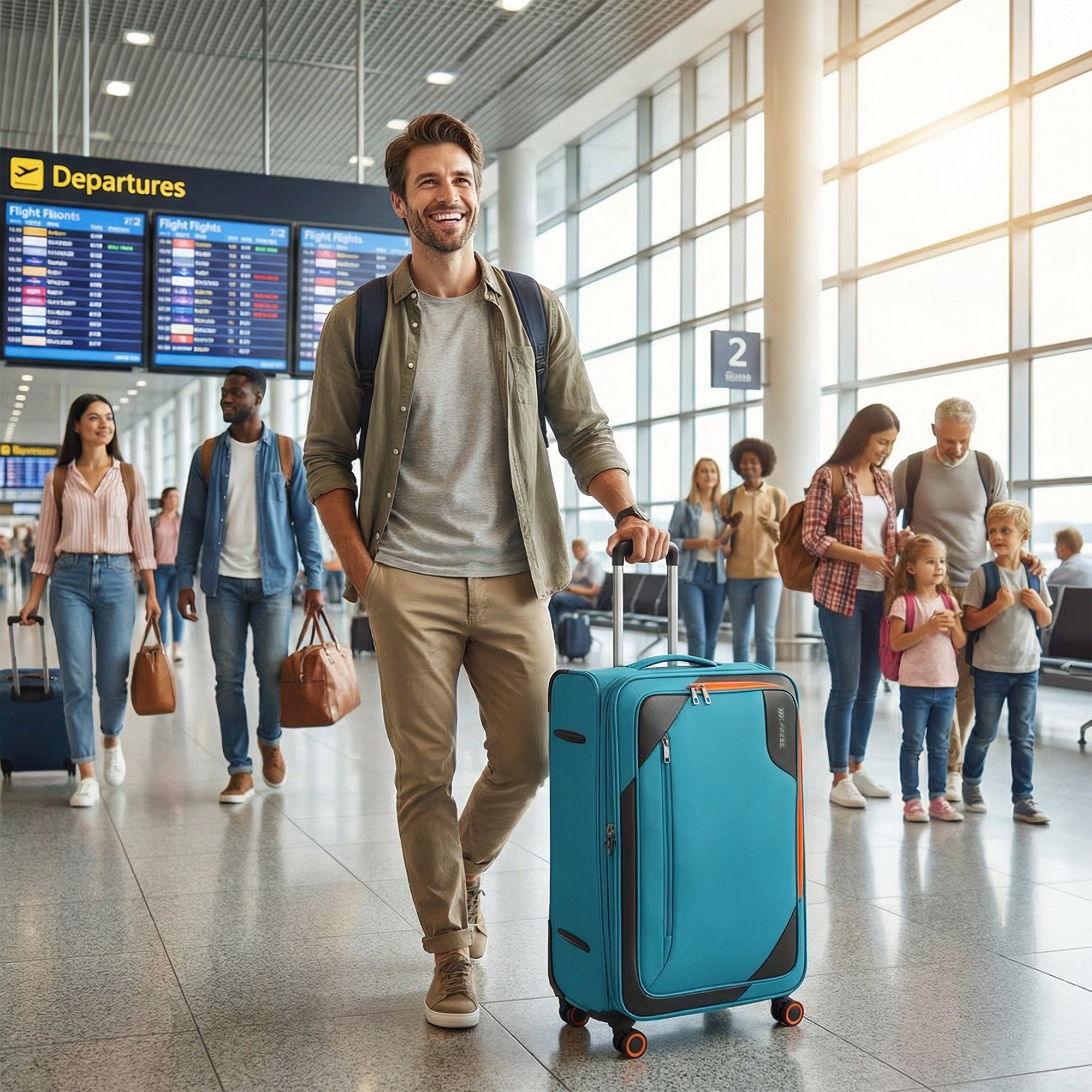 New York XPress WD-8818 Single Suitcase 20''/26''/30'',Softside Suitcase with TSA LOCK,Expandable 20% Luggage with Spinner Wheels,Tear-Resistant
