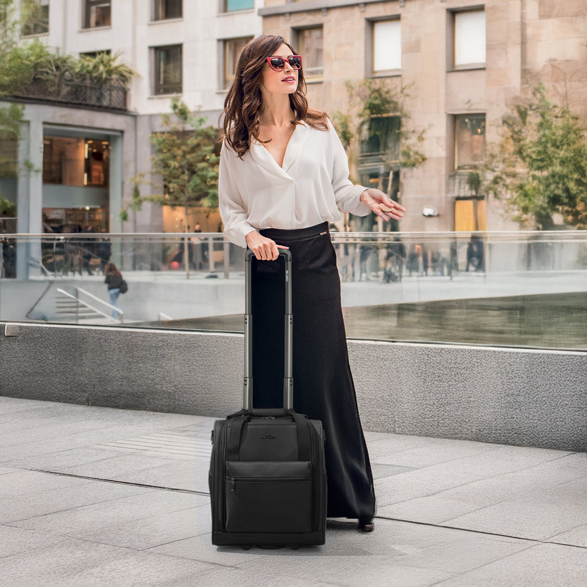 New York XPress TA-13-16,16'' Softside Carry-On Luggage for Airplane,3-in-1 Underseat Carry On Luggage with Wheels,Rolling Suitcase for Men/Women
