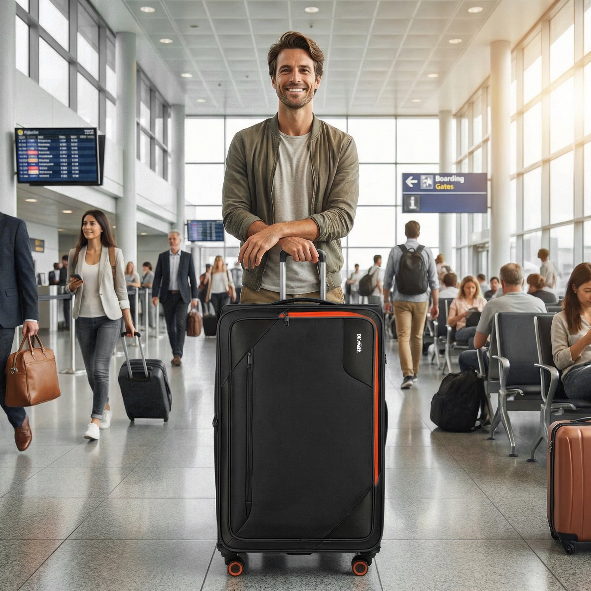 New York XPress WD-8818 Single Suitcase 20''/26''/30'',Softside Suitcase with TSA LOCK,Expandable 20% Luggage with Spinner Wheels,Tear-Resistant