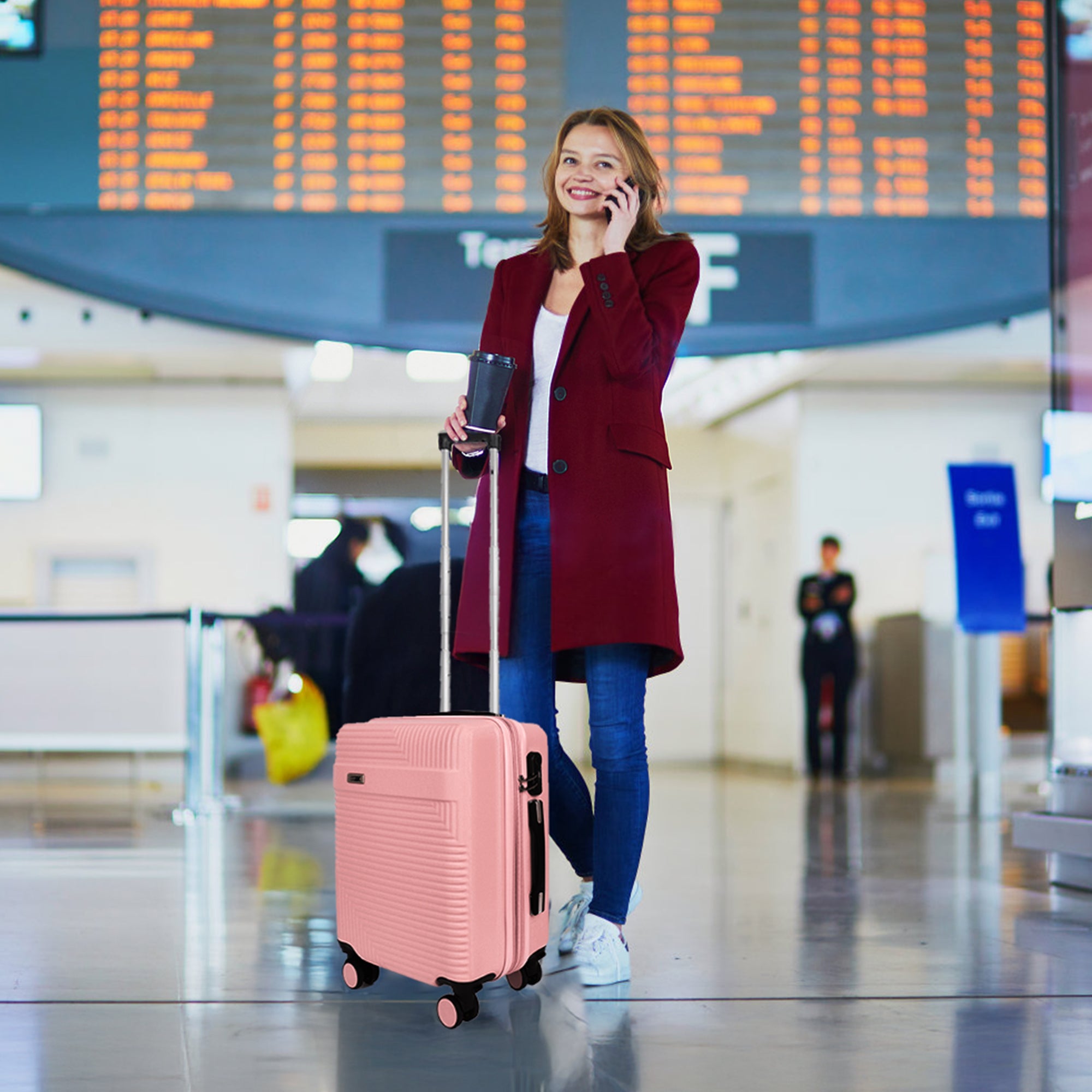 NEW YORK XPRESS WD-588-20" Hardside Carry-On Luggage for Airplane,Hardshell Suitcase with 8 Spinner Wheels