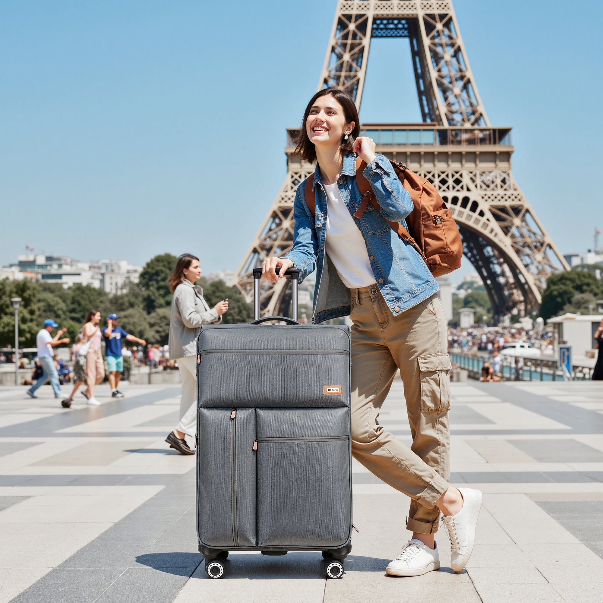 New York XPress XJ 1901,20in/26in/30in Softside Expandable Rolling Luggage w/TSA LOCK and Double Spinner Wheels,Lightweight Suitcases for Men Women