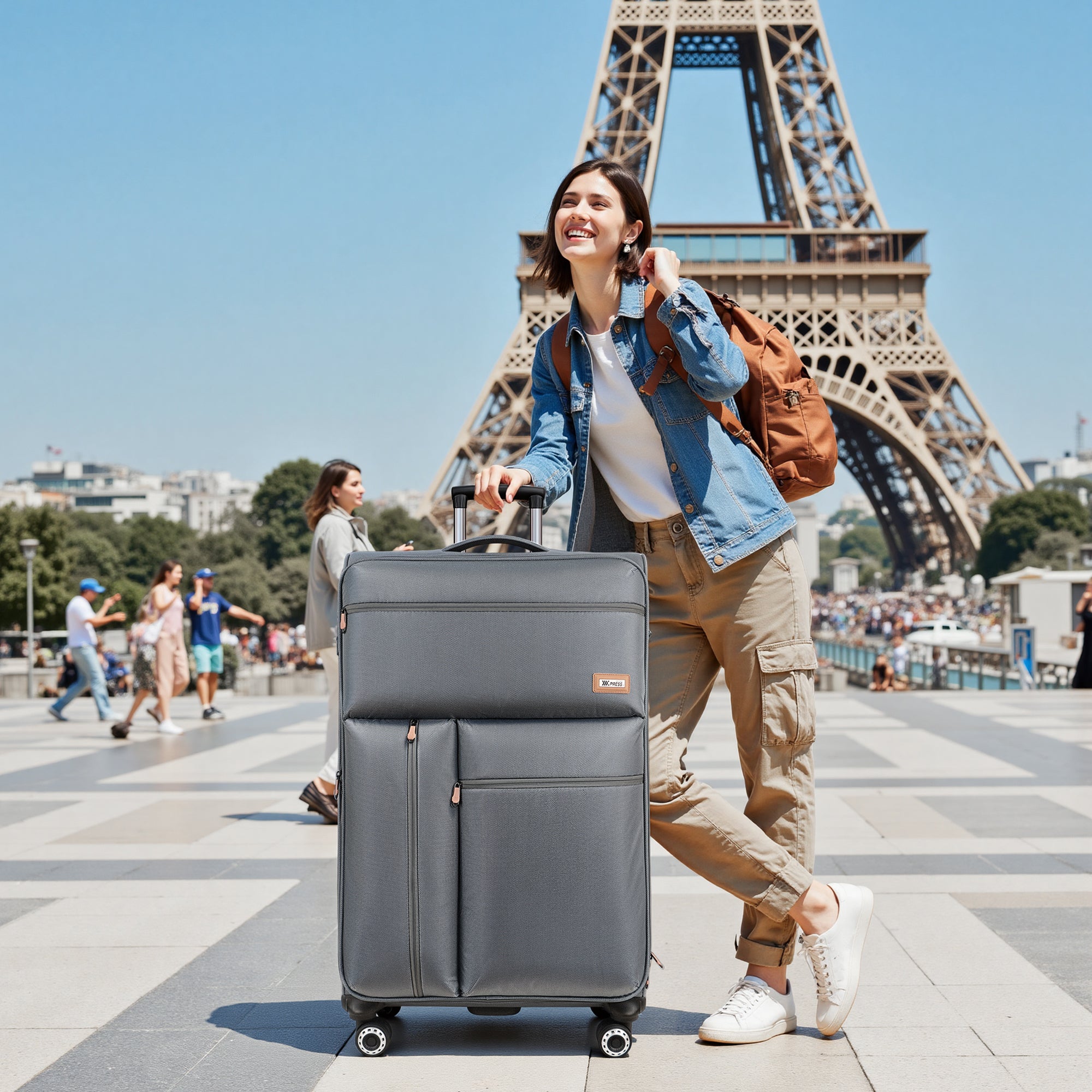 New York XPress XJ 1901,20in/26in/30in Softside Expandable Rolling Luggage w/TSA LOCK and Double Spinner Wheels,Lightweight Suitcases for Men Women