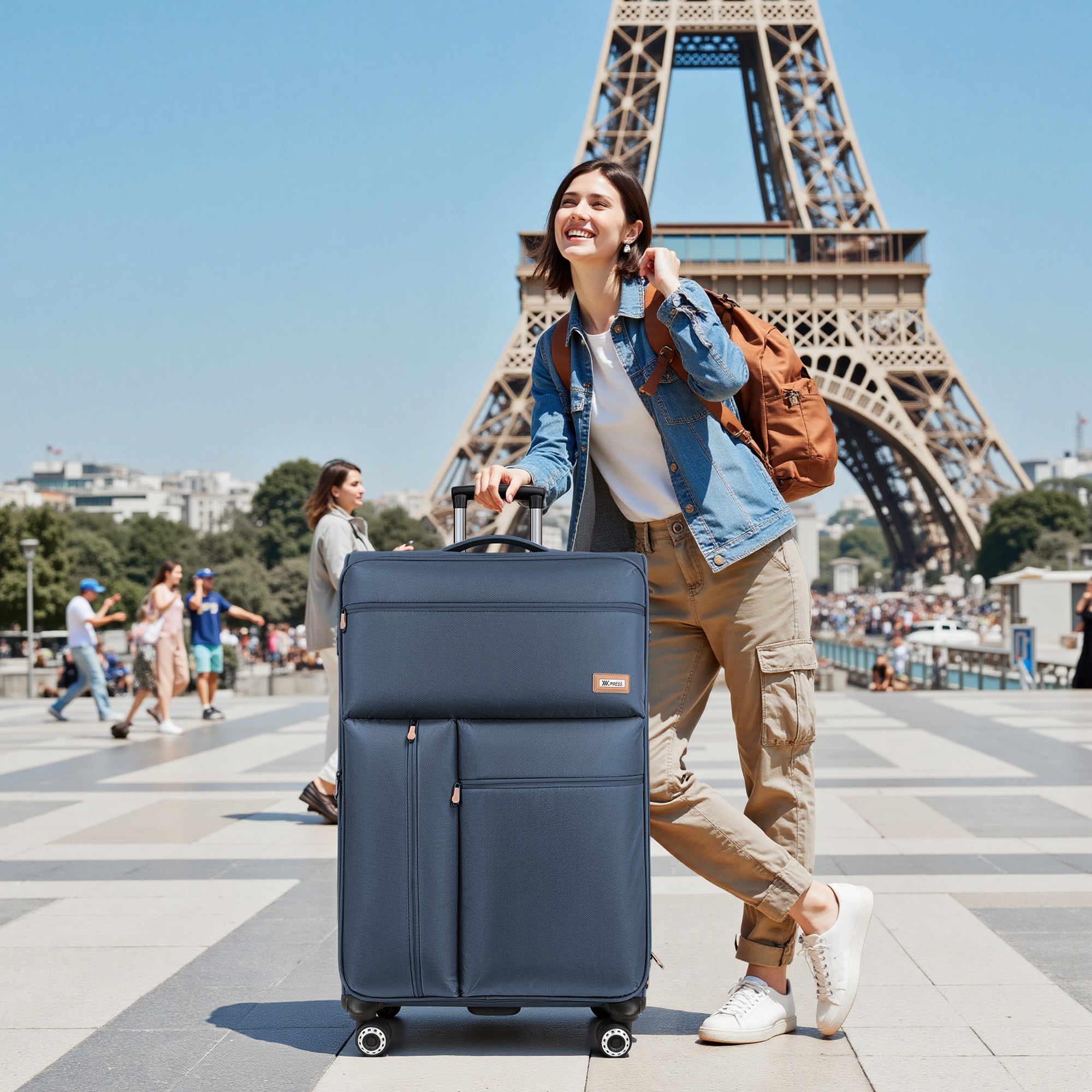 New York XPress XJ 1901,20in/26in/30in Softside Expandable Rolling Luggage w/TSA LOCK and Double Spinner Wheels,Lightweight Suitcases for Men Women
