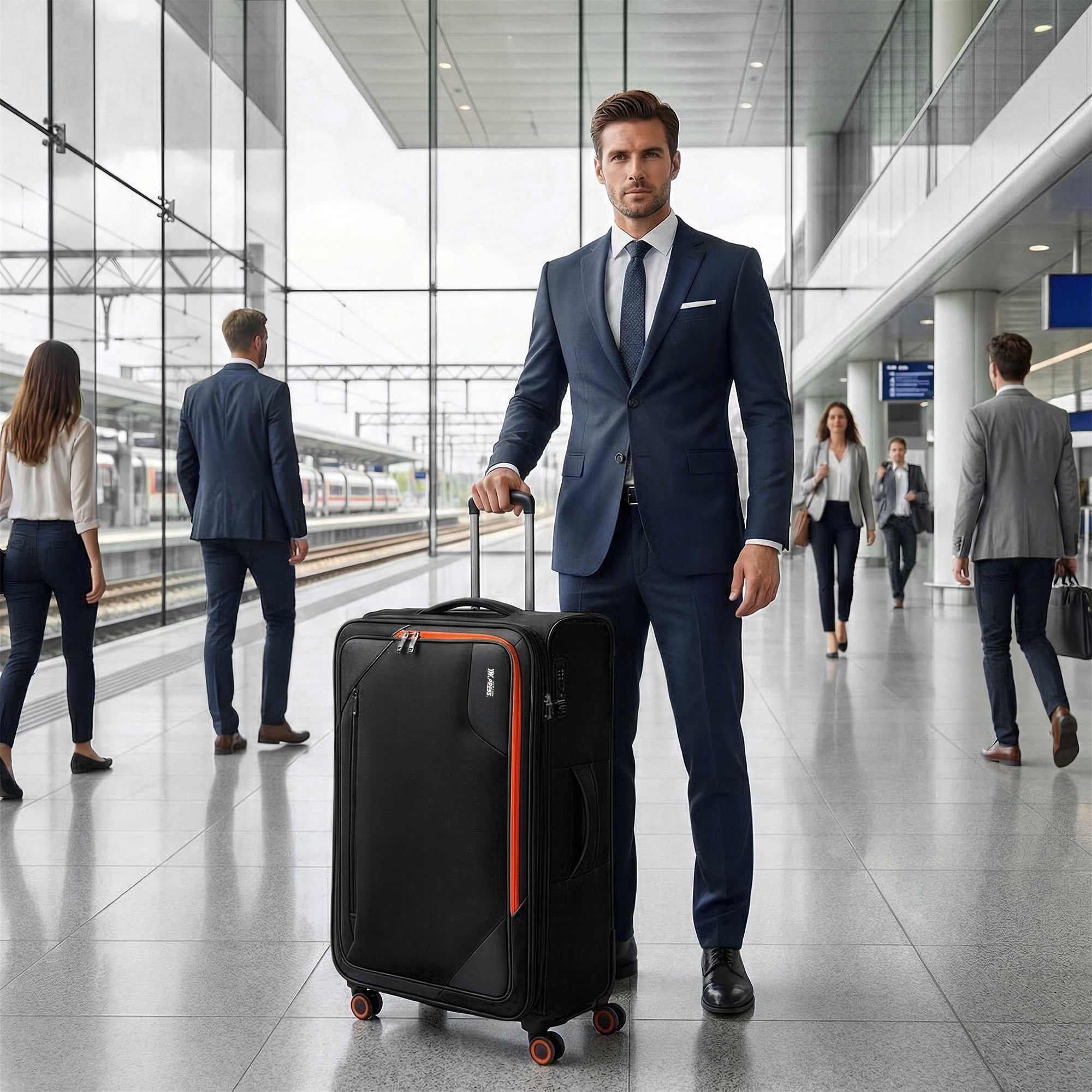 New York XPress WD-8818 Single Suitcase 20''/26''/30'',Softside Suitcase with TSA LOCK,Expandable 20% Luggage with Spinner Wheels,Tear-Resistant