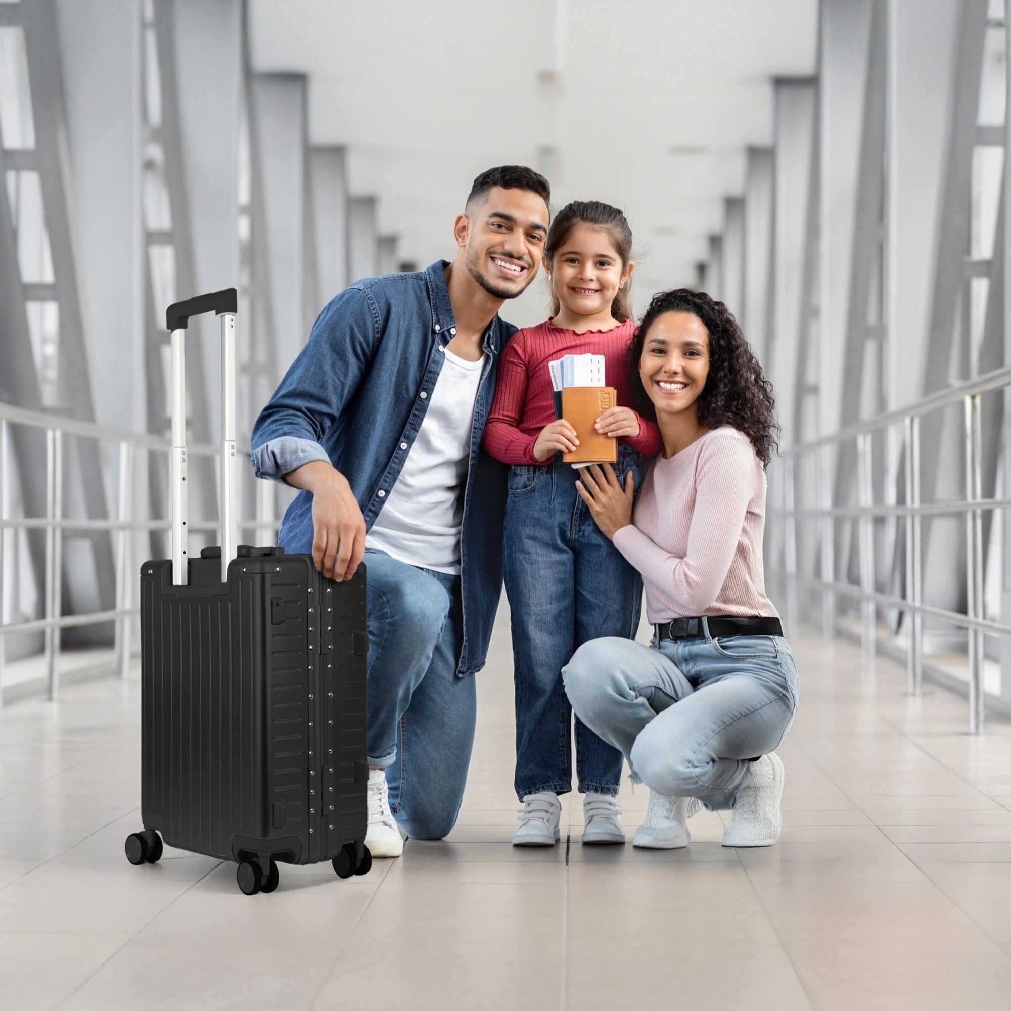 NEW YORK XPRESS Zipperless Luggage AL-12501,20in/30in,Aluminum Frame w/TSA LOCK w/Spinner Wheels