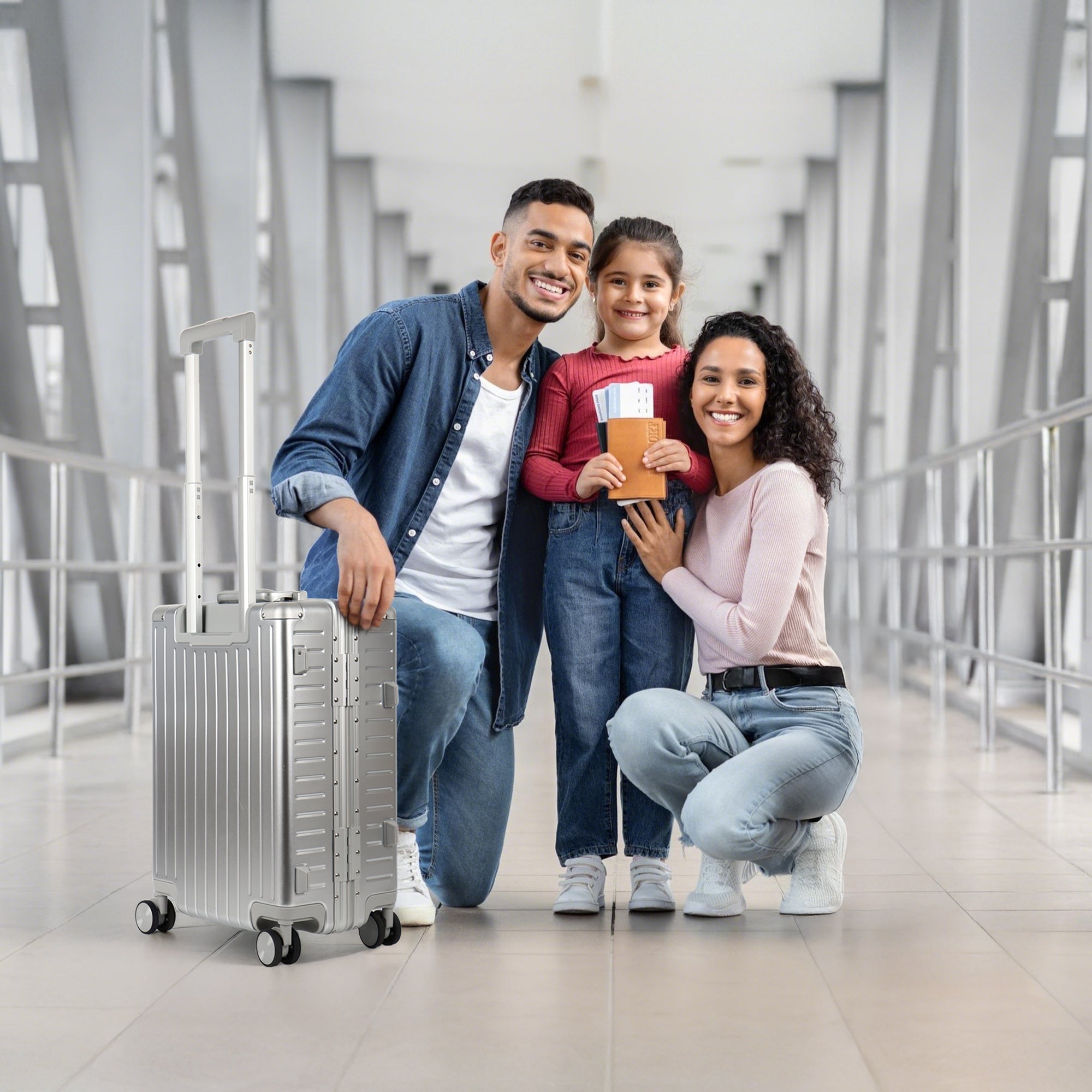 NEW YORK XPRESS Zipperless Luggage AL-12501,20in/30in,Aluminum Frame w/TSA LOCK w/Spinner Wheels