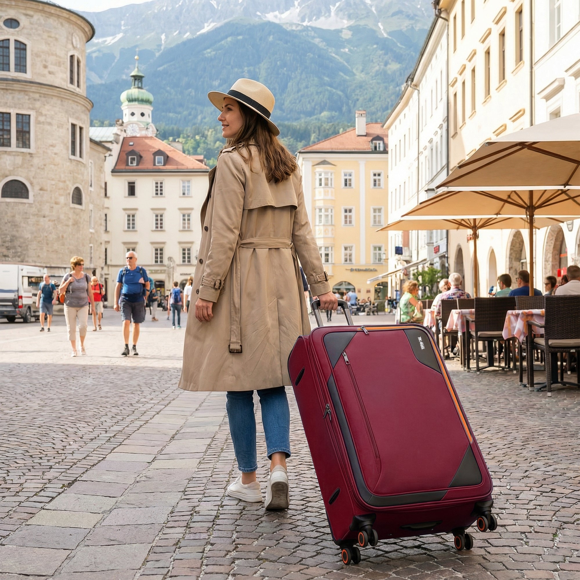 New York XPress WD-8818 Single Suitcase 20''/26''/30'',Softside Suitcase with TSA LOCK,Expandable 20% Luggage with Spinner Wheels,Tear-Resistant