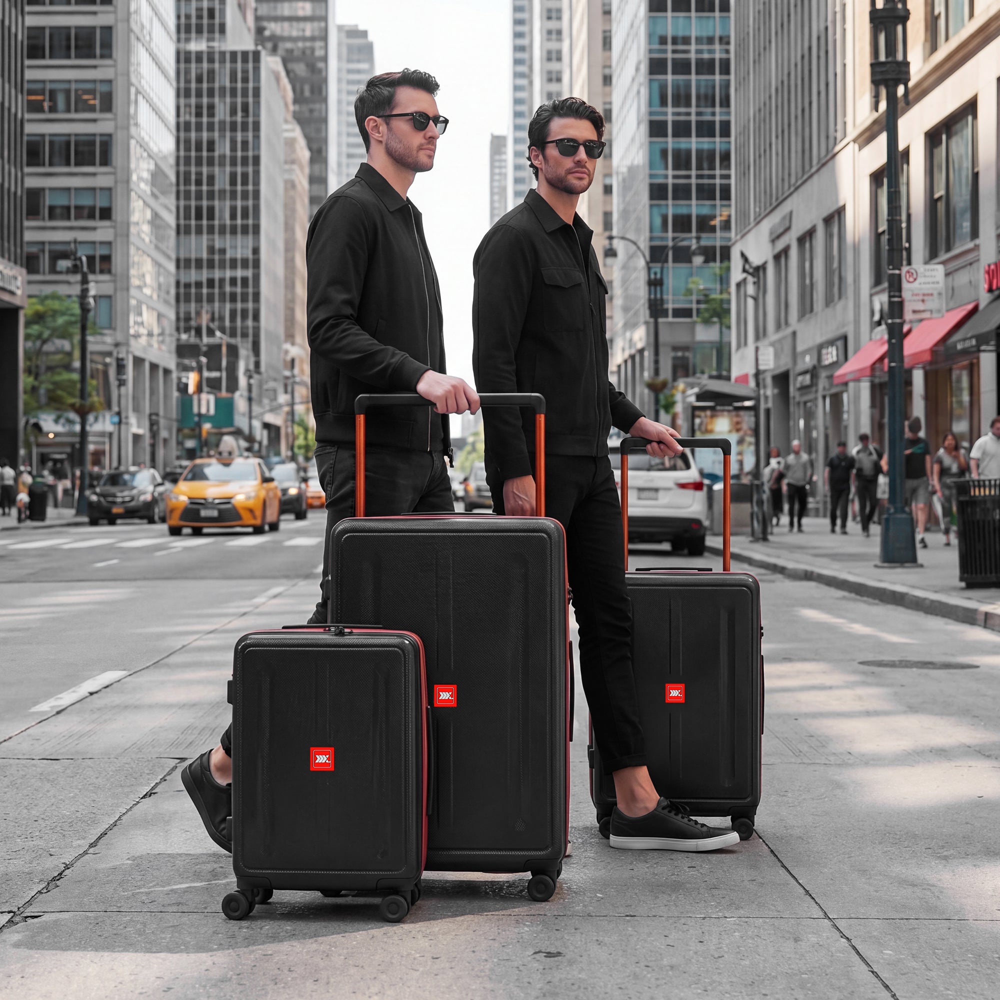 New York XPress LP-13803,3-Piece PC Hardshell Luggage, Expandable 20%, Spinner Wheels, TSA Lock, Wide Handle（20in/26in30in）