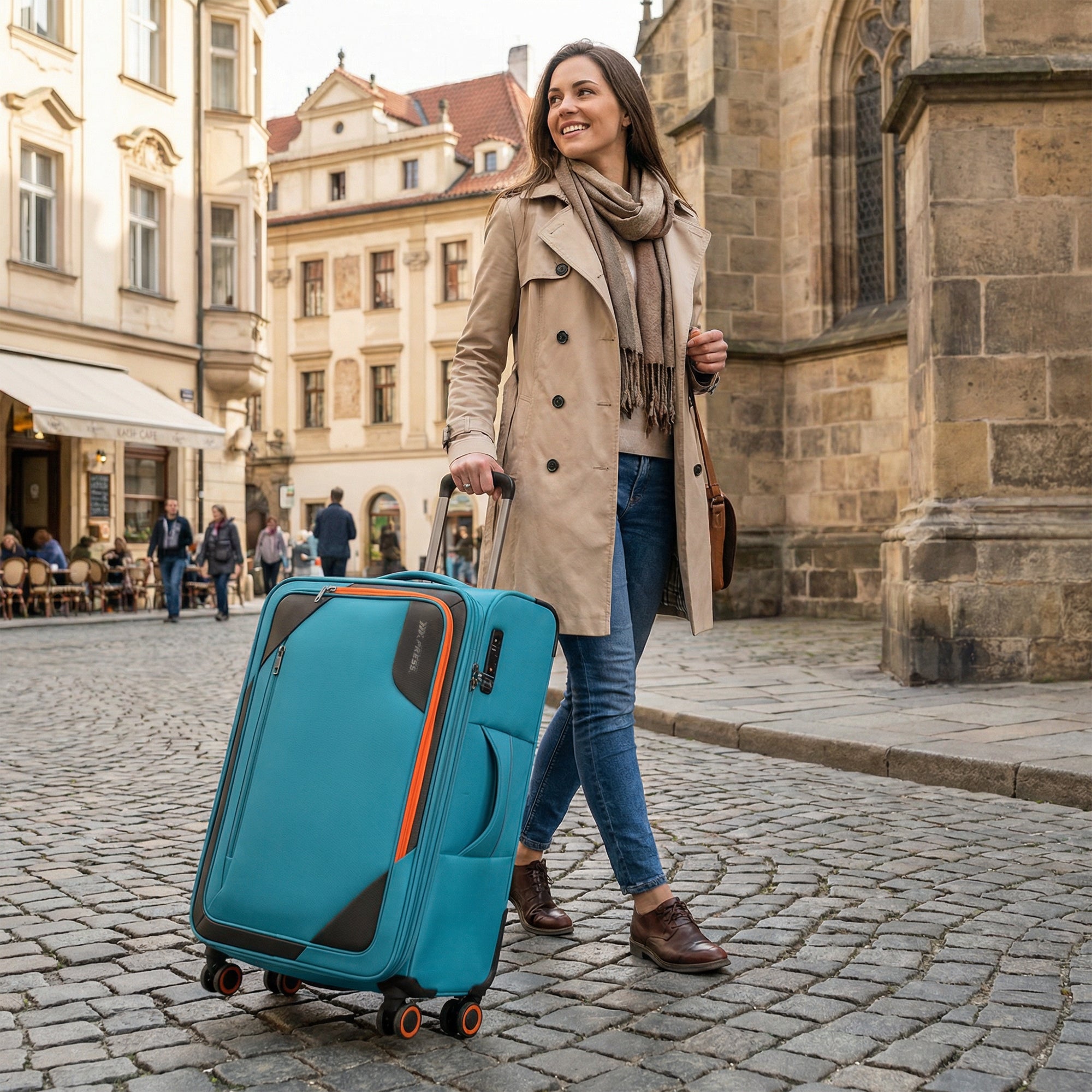 New York XPress WD-8818 Single Suitcase 20''/26''/30'',Softside Suitcase with TSA LOCK,Expandable 20% Luggage with Spinner Wheels,Tear-Resistant