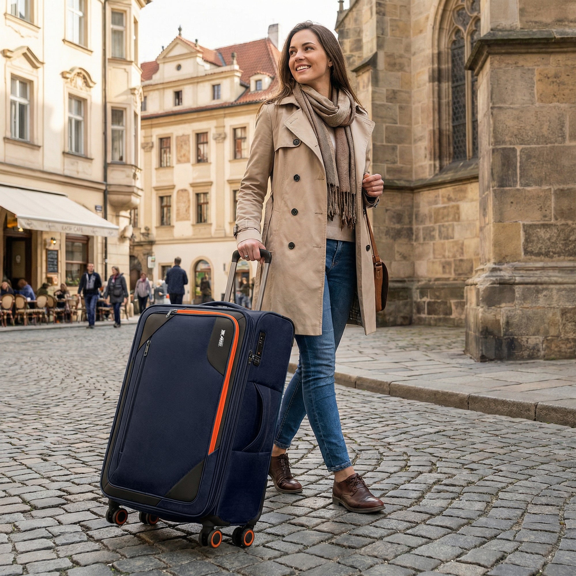 New York XPress WD-8818 Single Suitcase 20''/26''/30'',Softside Suitcase with TSA LOCK,Expandable 20% Luggage with Spinner Wheels,Tear-Resistant