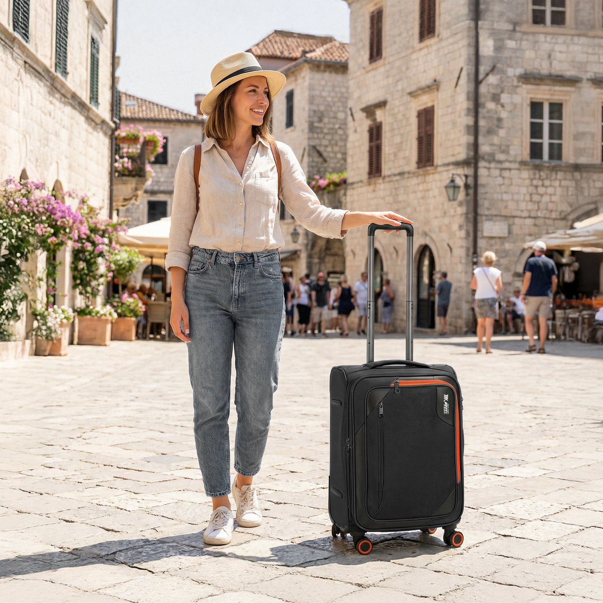New York XPress WD-8818 Single Suitcase 20''/26''/30'',Softside Suitcase with TSA LOCK,Expandable 20% Luggage with Spinner Wheels,Tear-Resistant