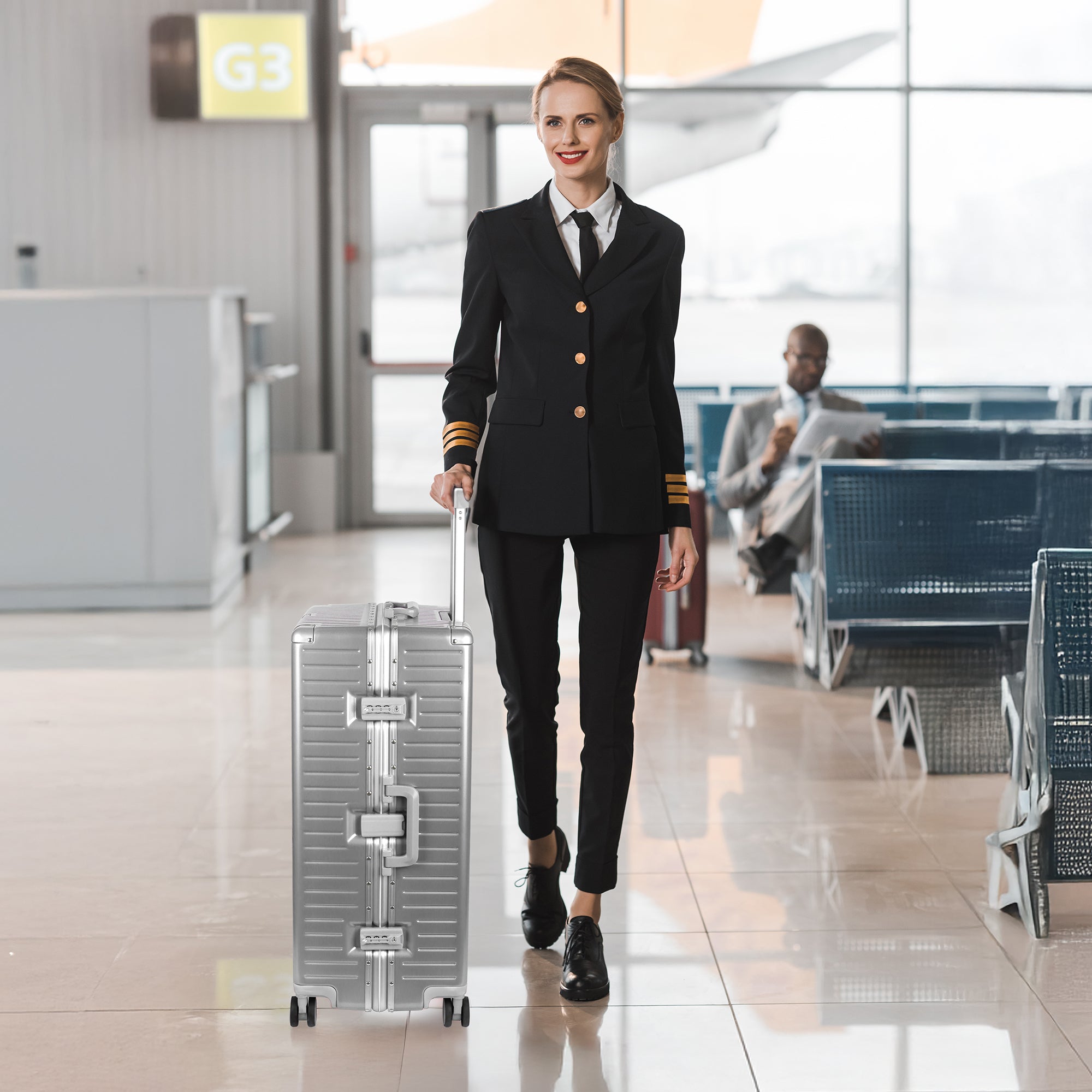 NEW YORK XPRESS Zipperless Luggage AL-12501,20in/30in,Aluminum Frame w/TSA LOCK w/Spinner Wheels