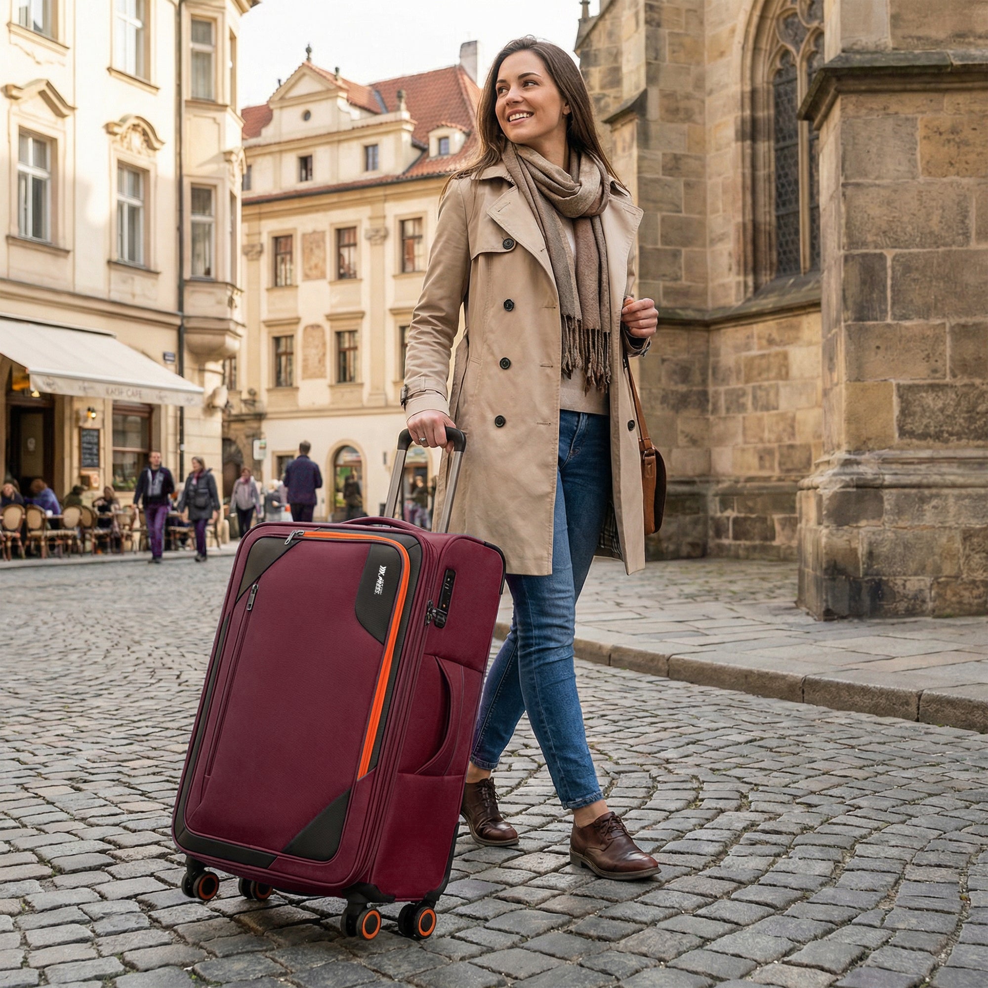 New York XPress WD-8818 Single Suitcase 20''/26''/30'',Softside Suitcase with TSA LOCK,Expandable 20% Luggage with Spinner Wheels,Tear-Resistant