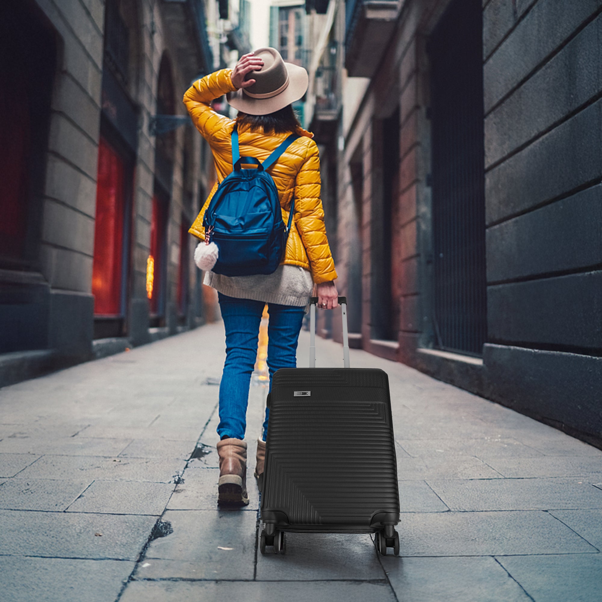 NEW YORK XPRESS WD-588-20" Hardside Carry-On Luggage for Airplane,Hardshell Suitcase with 8 Spinner Wheels