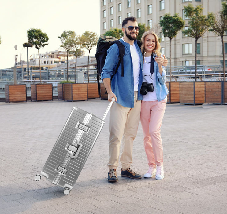 NEW YORK XPRESS Zipperless Luggage AL-12501,20in/30in,Aluminum Frame w/TSA LOCK w/Spinner Wheels