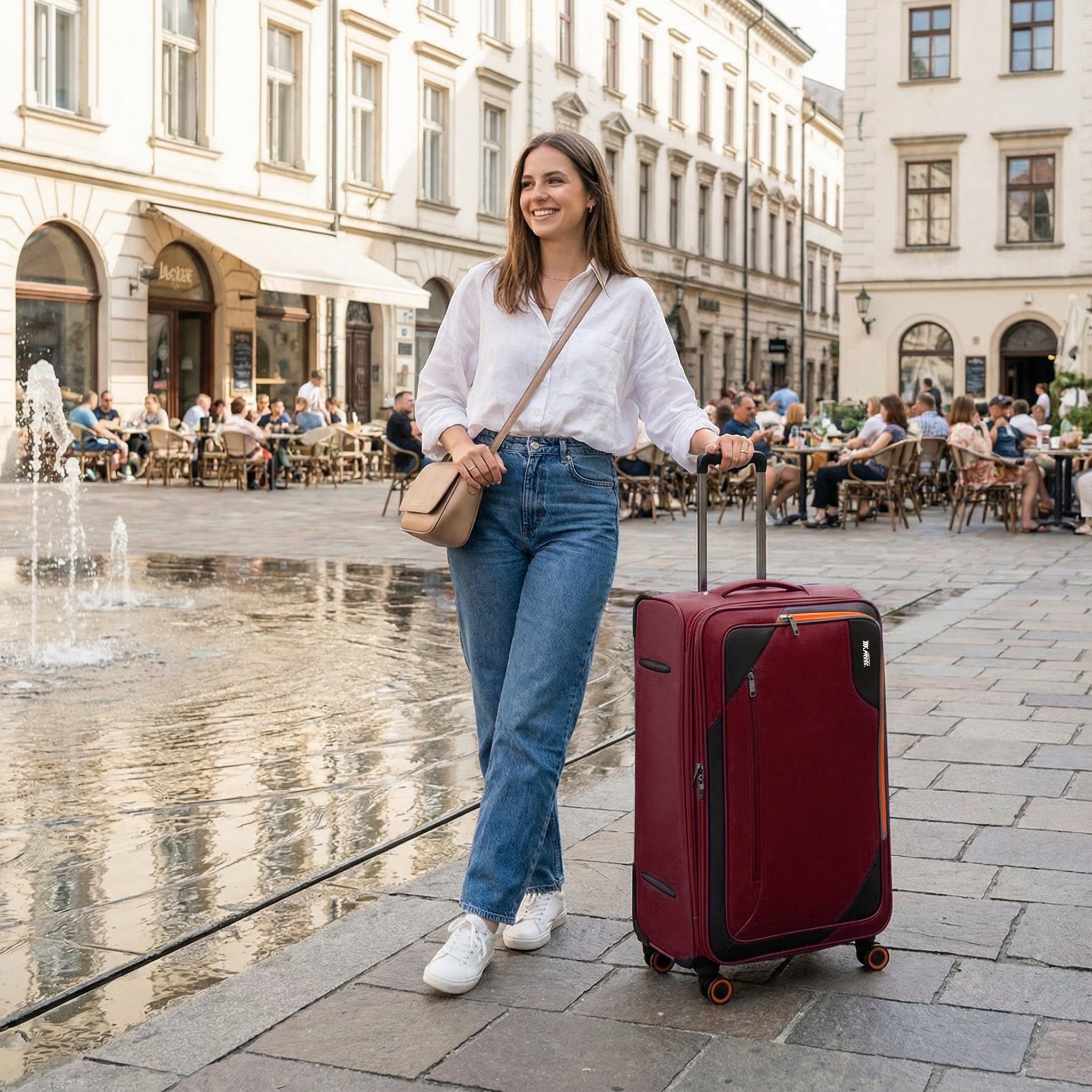 New York XPress WD-8818 Single Suitcase 20''/26''/30'',Softside Suitcase with TSA LOCK,Expandable 20% Luggage with Spinner Wheels,Tear-Resistant