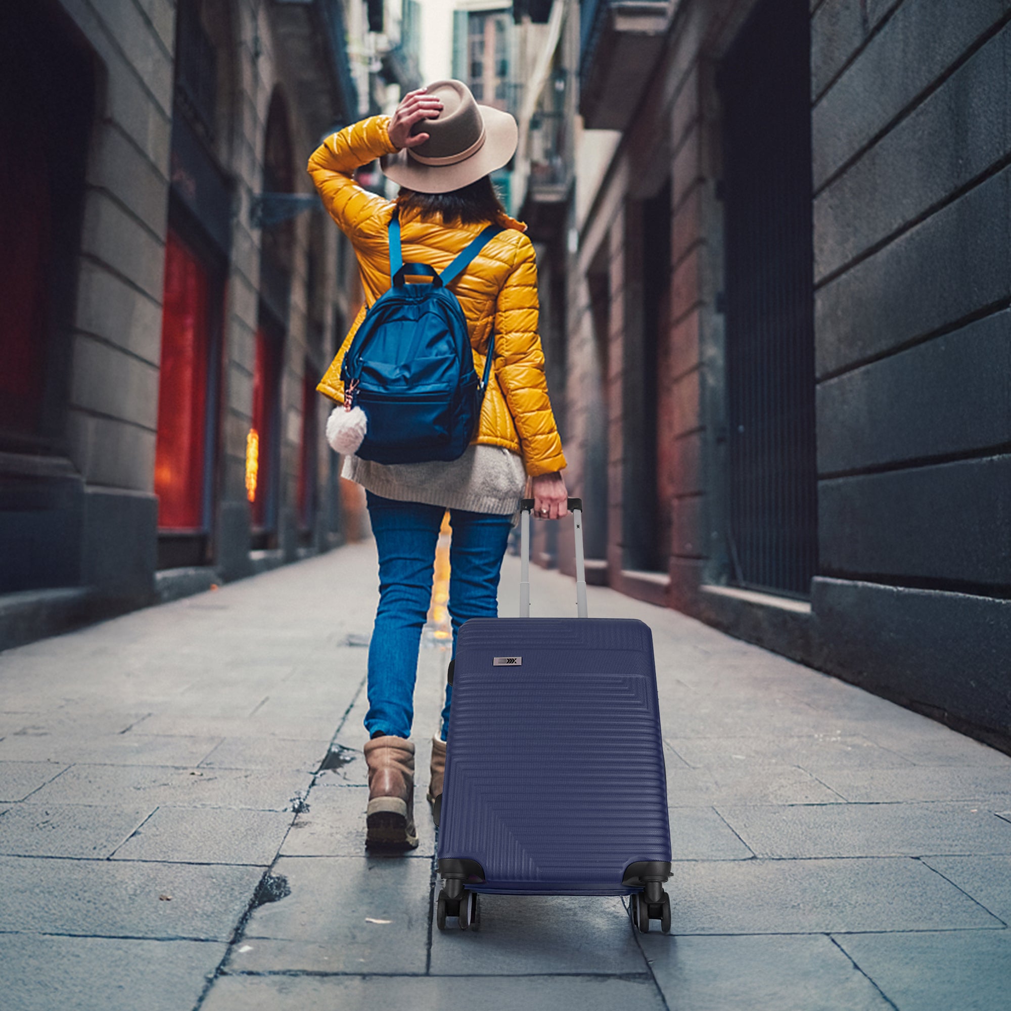 NEW YORK XPRESS WD-588-20" Hardside Carry-On Luggage for Airplane,Hardshell Suitcase with 8 Spinner Wheels