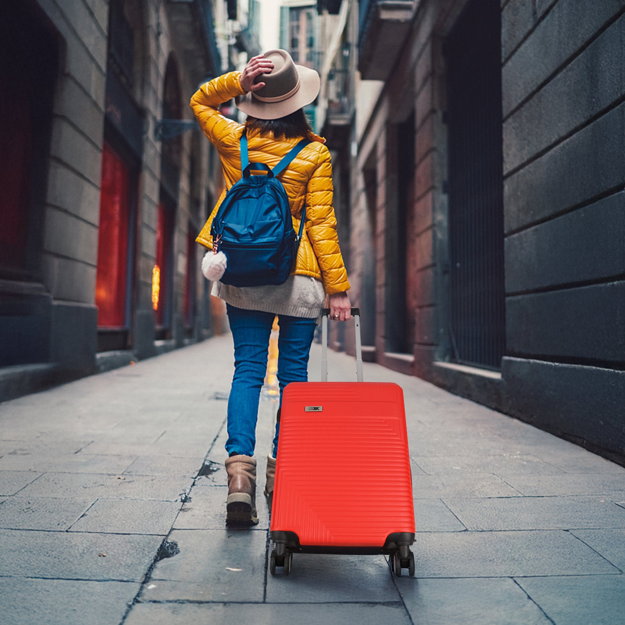 NEW YORK XPRESS WD-588-20" Hardside Carry-On Luggage for Airplane,Hardshell Suitcase with 8 Spinner Wheels