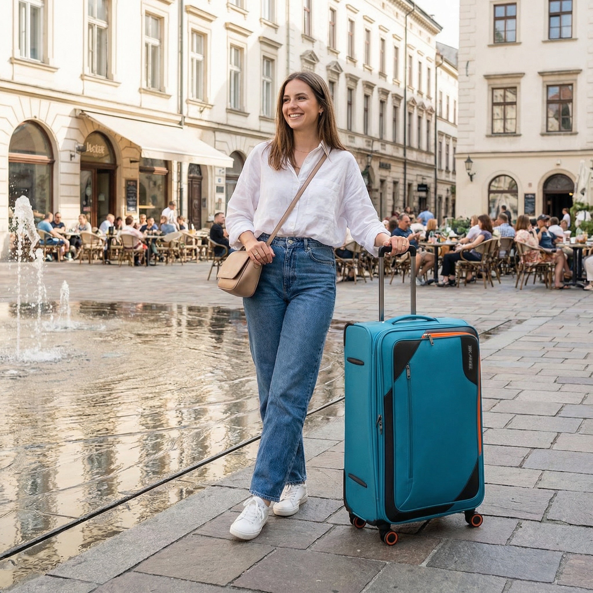 New York XPress WD-8818 Single Suitcase 20''/26''/30'',Softside Suitcase with TSA LOCK,Expandable 20% Luggage with Spinner Wheels,Tear-Resistant