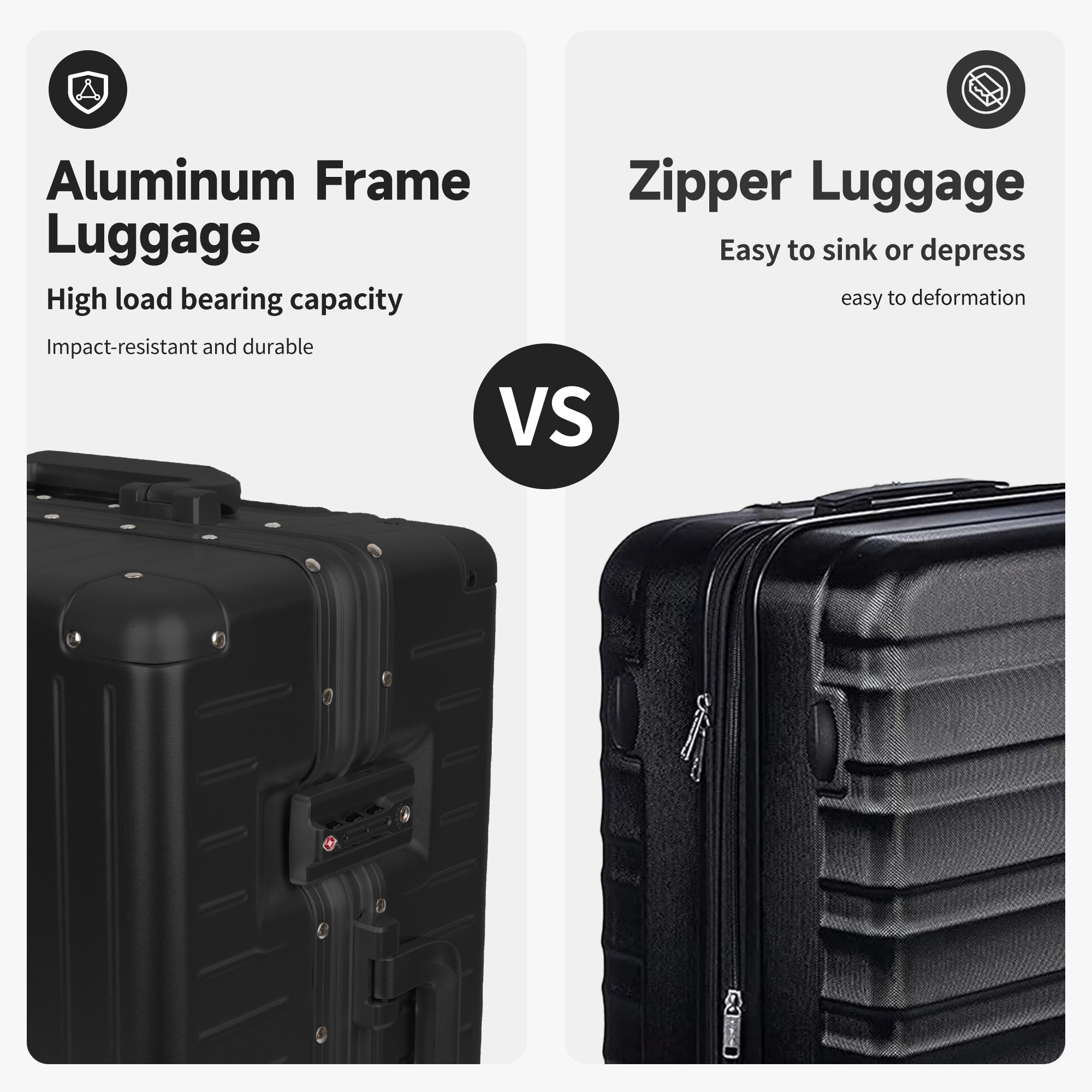 NEW YORK XPRESS Zipperless Luggage AL-12501,20in/30in,Aluminum Frame w/TSA LOCK w/Spinner Wheels
