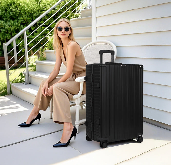 NEW YORK XPRESS Zipperless Luggage AL-12501,20in/30in,Aluminum Frame w/TSA LOCK w/Spinner Wheels