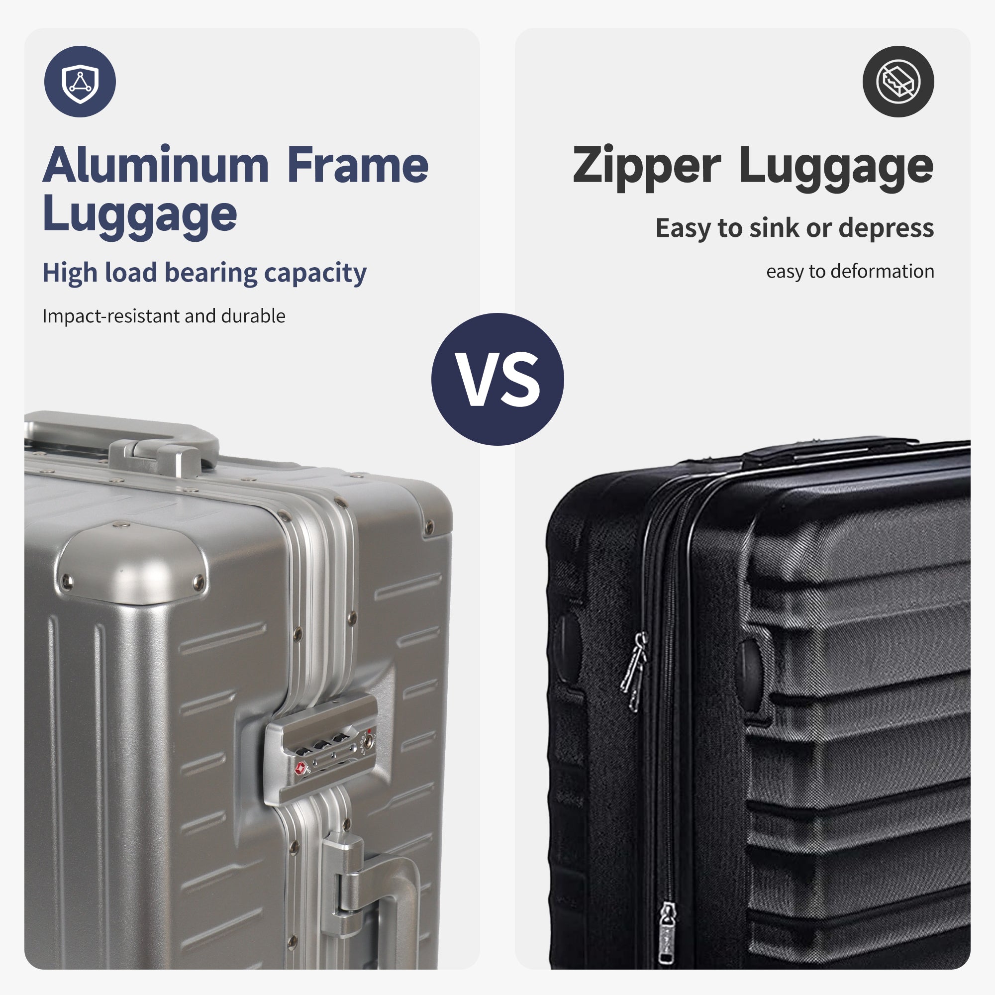 NEW YORK XPRESS Zipperless Luggage AL-12501,20in/30in,Aluminum Frame w/TSA LOCK w/Spinner Wheels