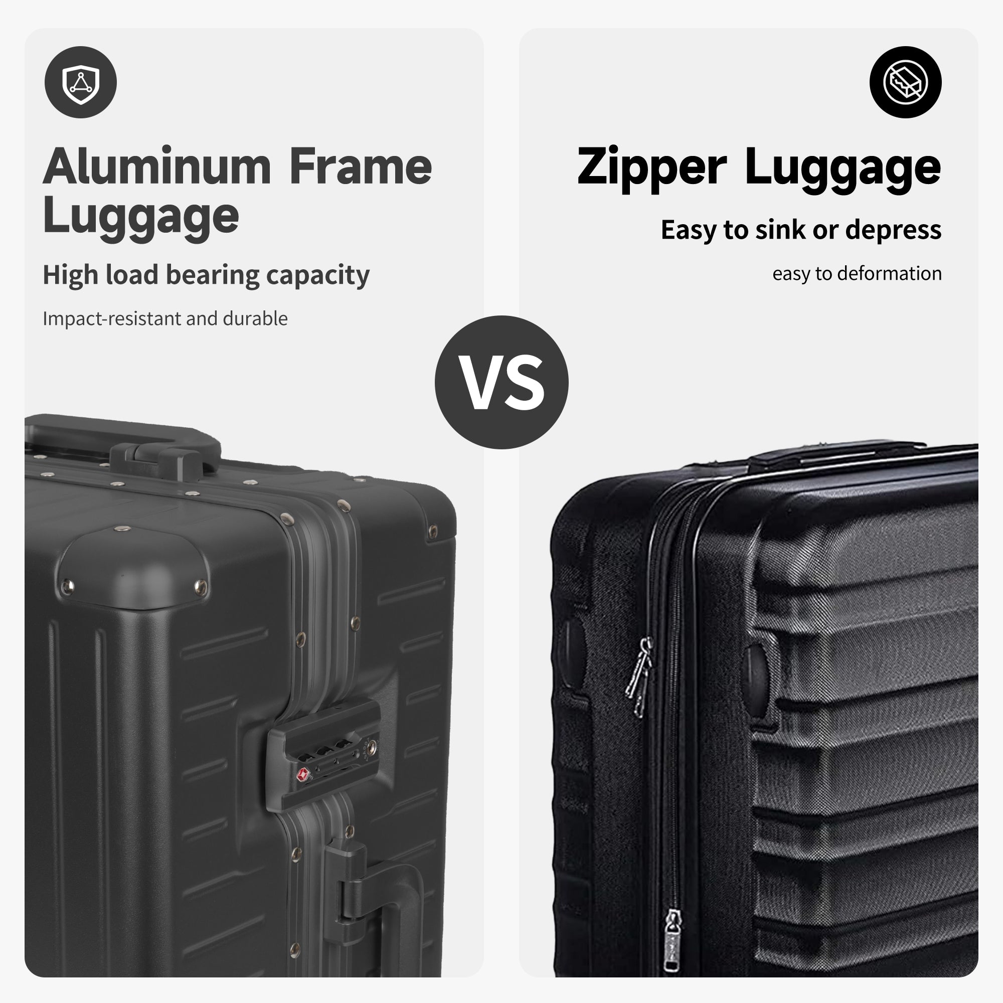 NEW YORK XPRESS Zipperless Luggage AL-12501,20in/30in,Aluminum Frame w/TSA LOCK w/Spinner Wheels