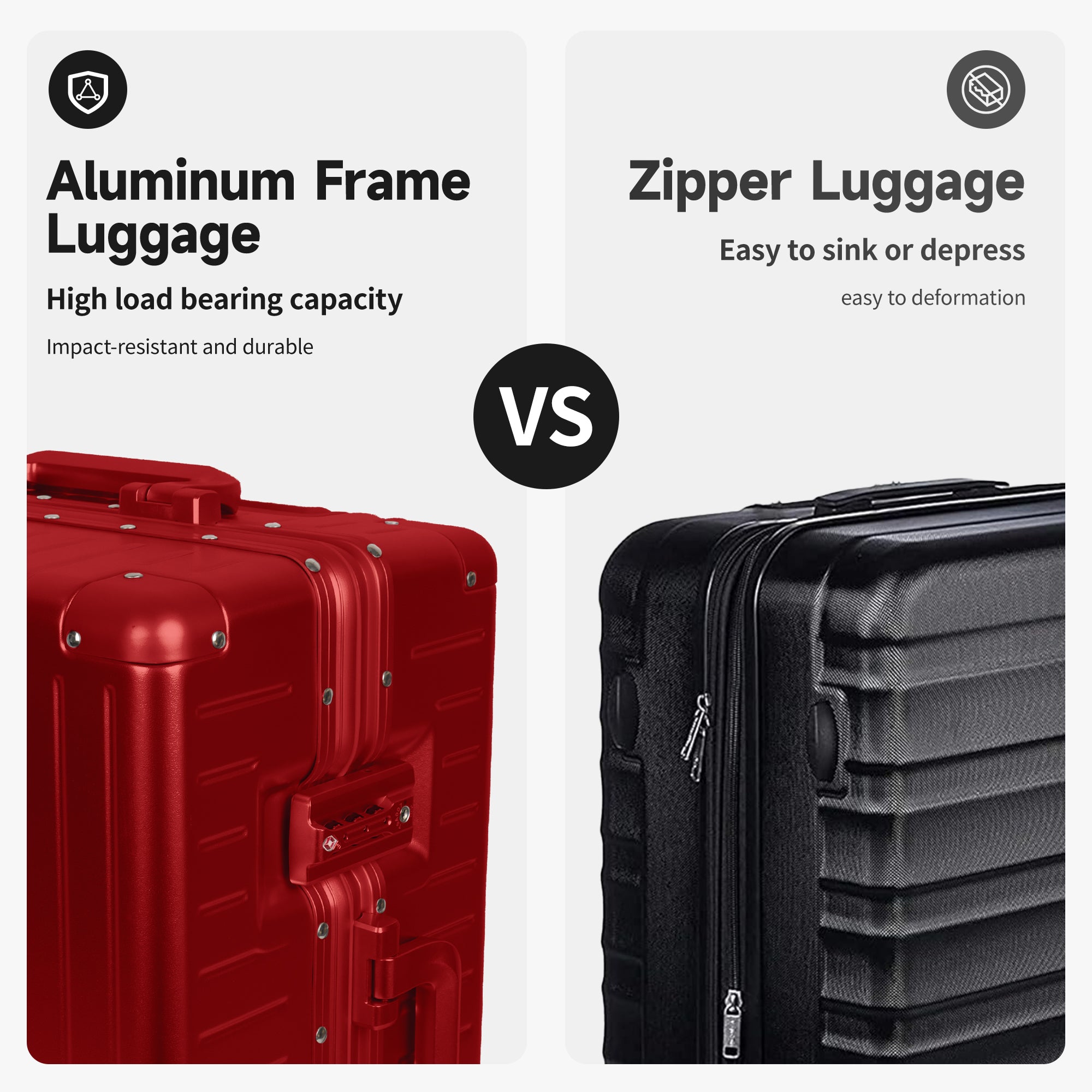 NEW YORK XPRESS Zipperless Luggage AL-12501,20in/30in,Aluminum Frame w/TSA LOCK w/Spinner Wheels