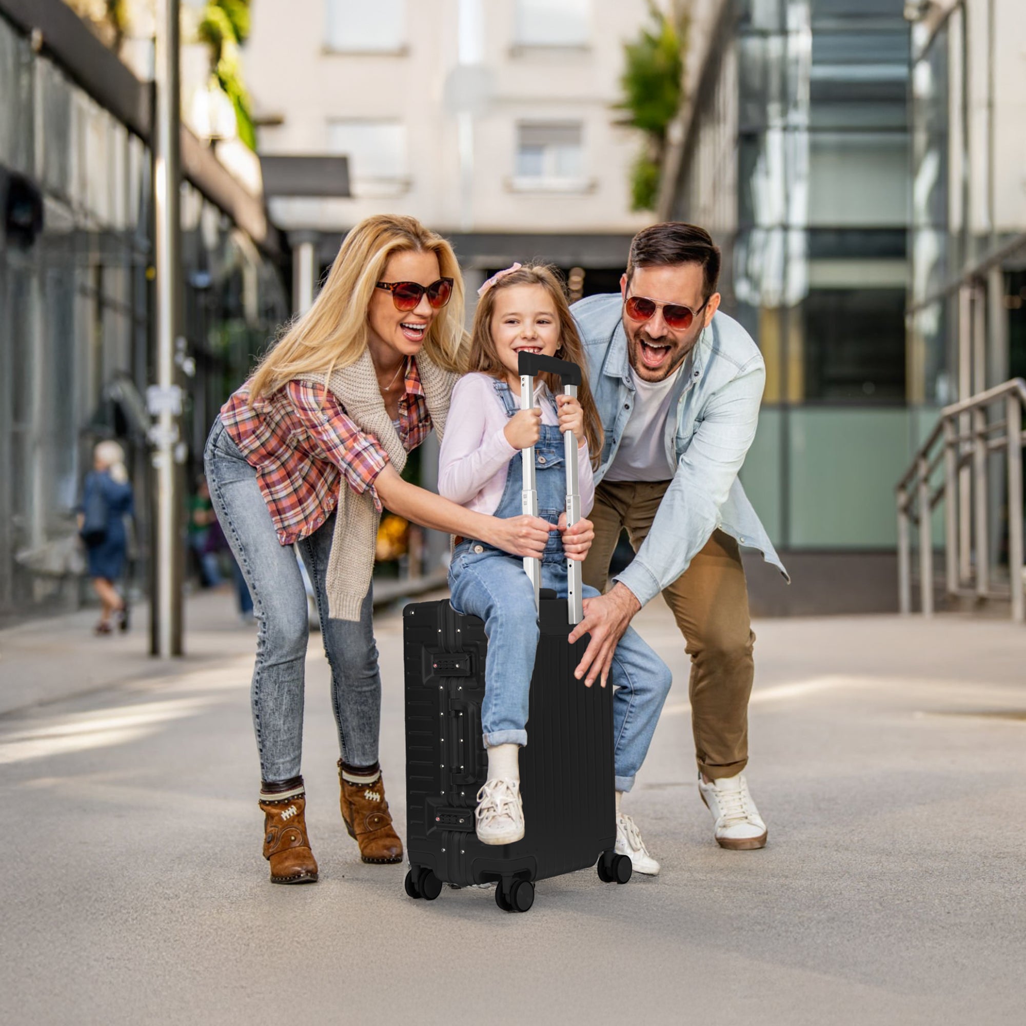 NEW YORK XPRESS Zipperless Luggage AL-12501,20in/30in,Aluminum Frame w/TSA LOCK w/Spinner Wheels