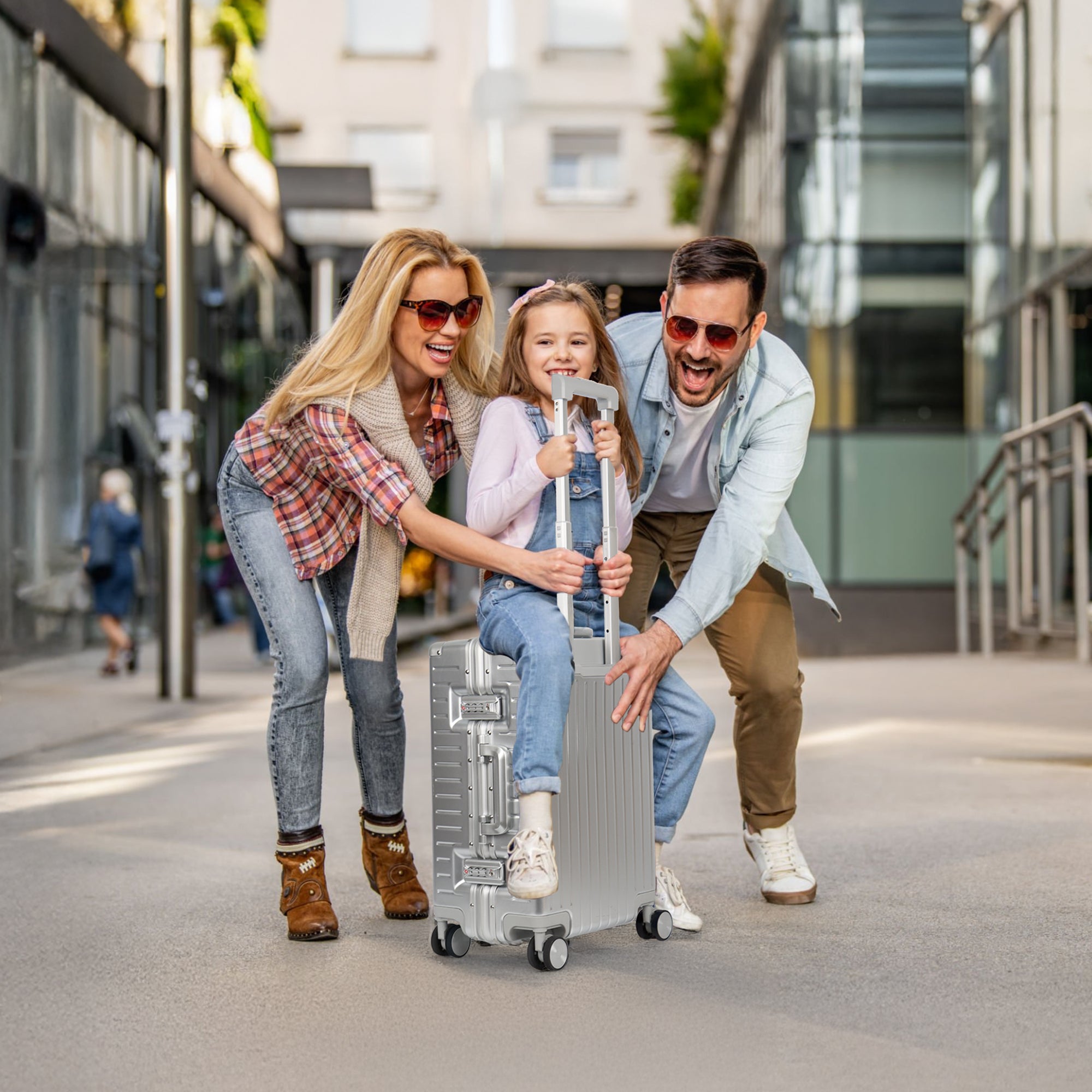 NEW YORK XPRESS Zipperless Luggage AL-12501,20in/30in,Aluminum Frame w/TSA LOCK w/Spinner Wheels