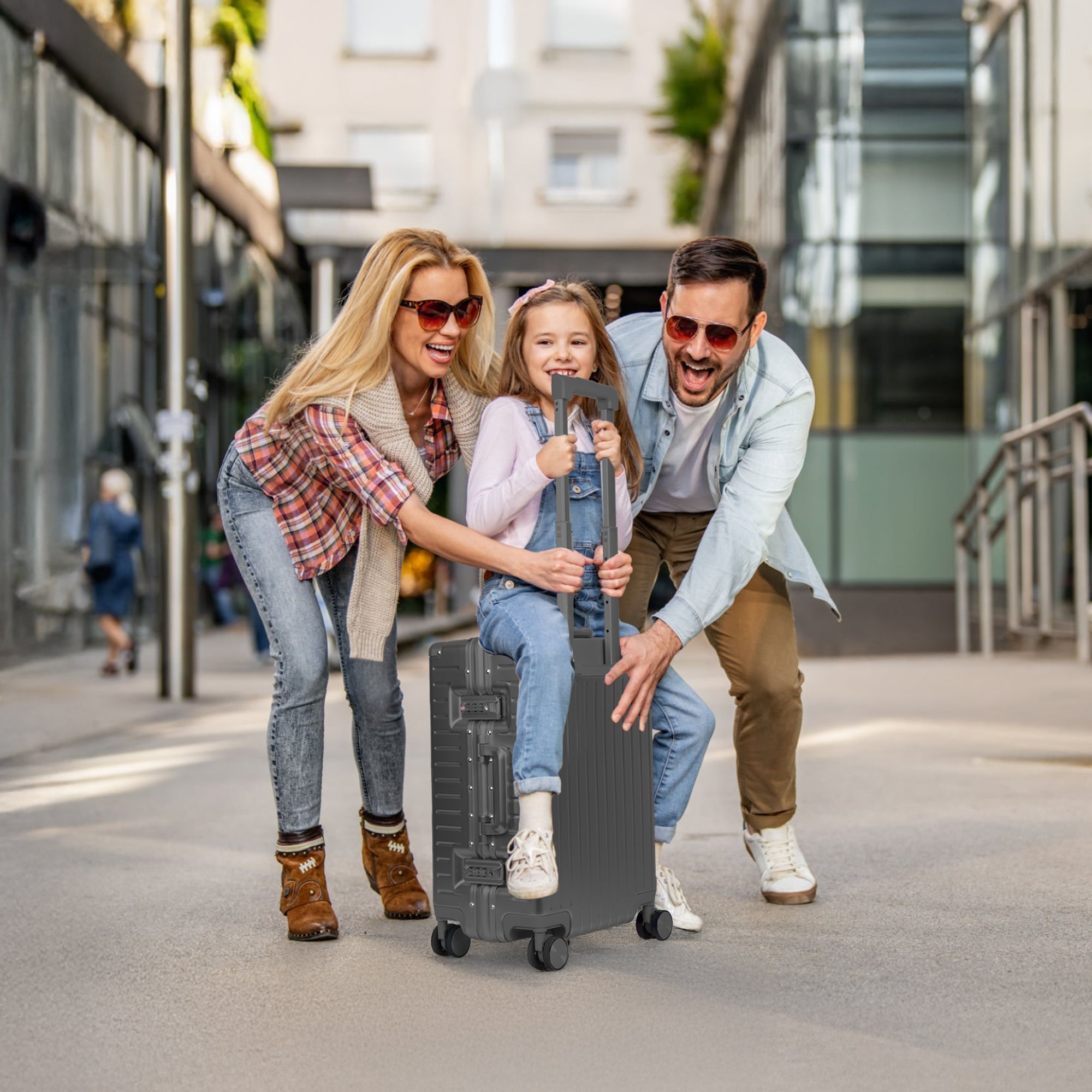 NEW YORK XPRESS Zipperless Luggage AL-12501,20in/30in,Aluminum Frame w/TSA LOCK w/Spinner Wheels