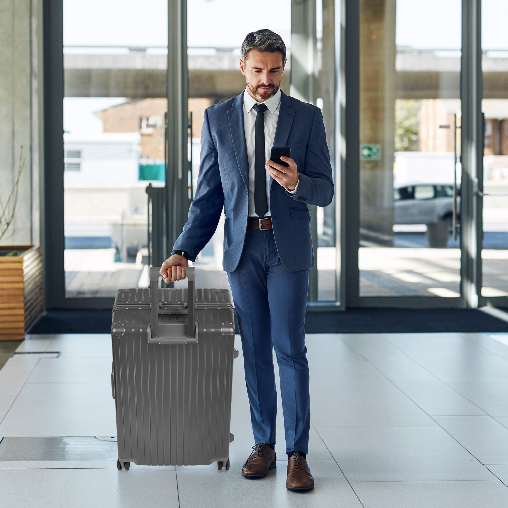 NEW YORK XPRESS Zipperless Luggage AL-12501,20in/30in,Aluminum Frame w/TSA LOCK w/Spinner Wheels