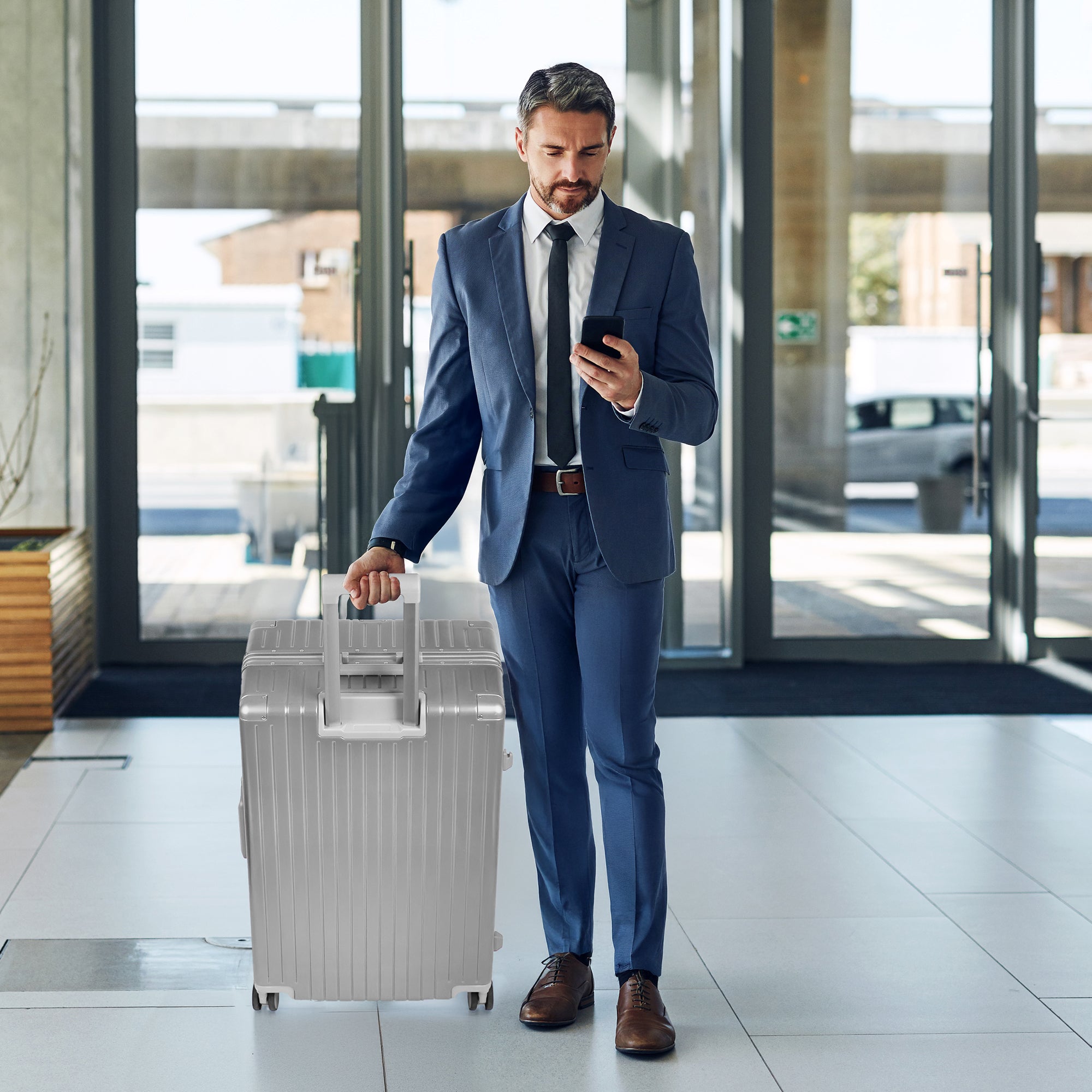 NEW YORK XPRESS Zipperless Luggage AL-12501,20in/30in,Aluminum Frame w/TSA LOCK w/Spinner Wheels