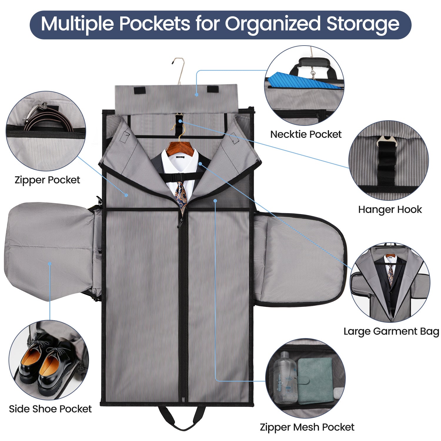 New York XPress GB-161, 2 in 1 Rolling Garment Bag with Wheels,Overnight Bags with Wheels,Rolling Duffle Bag w/Shoes Compartment
