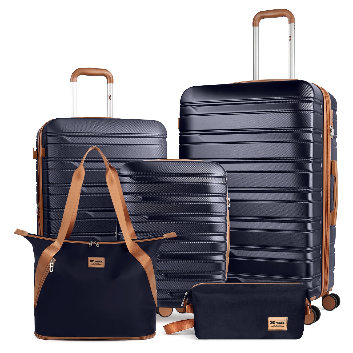 New York XPress 2532,5-Piece ABS Hardshell Luggage Set, Spinner Wheels andCombination LOCK, Lightweight Travel Suitcase for Men/Women