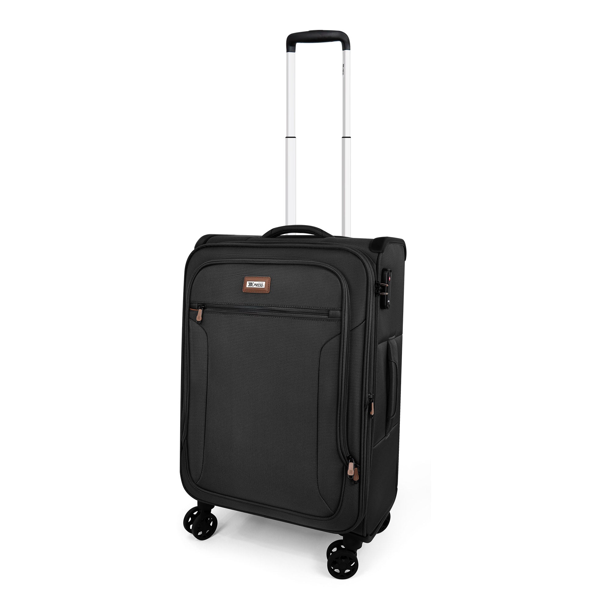 New York XPress XJ-1907,20in/24in/28in-Expandable 20% Luggage-Suitcases with Wheels Hardshell-Softside Luggage-Charcoal Material w/TSA LOCK