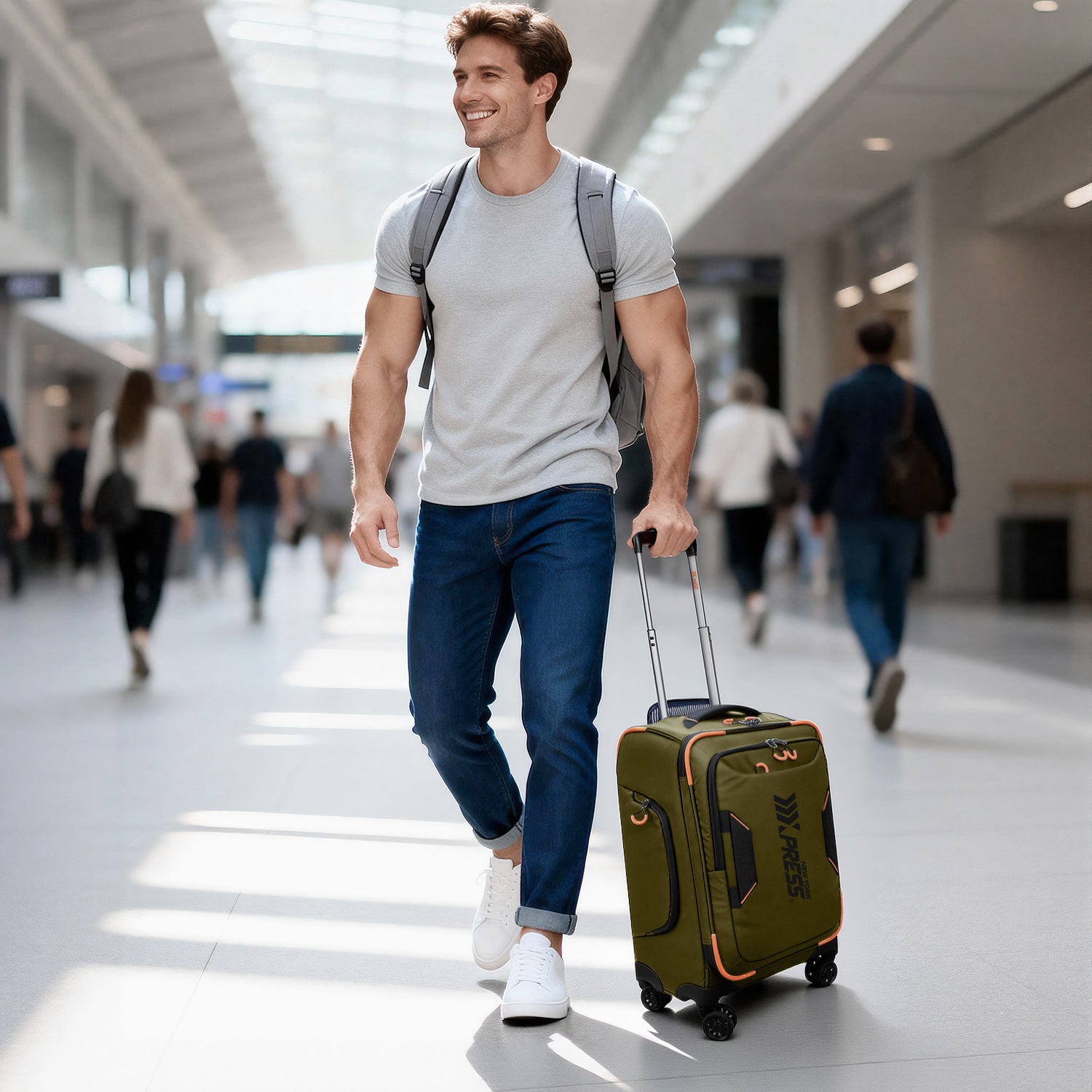 New York XPress TA-8353,20" Luggage, 24in/28in Softside Suitcase w/Double Spinner Wheels, Waterproof,Lightweight Rolling Suitcases for Men/Women