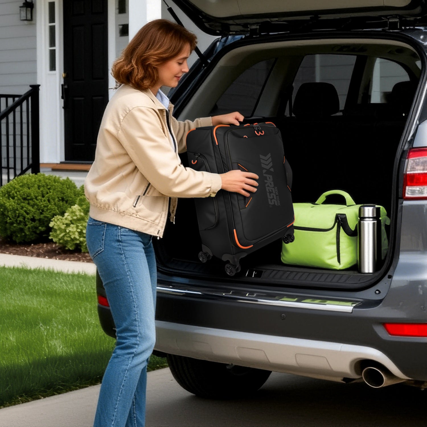 New York XPress TA-8353,20" Luggage, 24in/28in Softside Suitcase w/Double Spinner Wheels, Waterproof,Lightweight Rolling Suitcases for Men/Women
