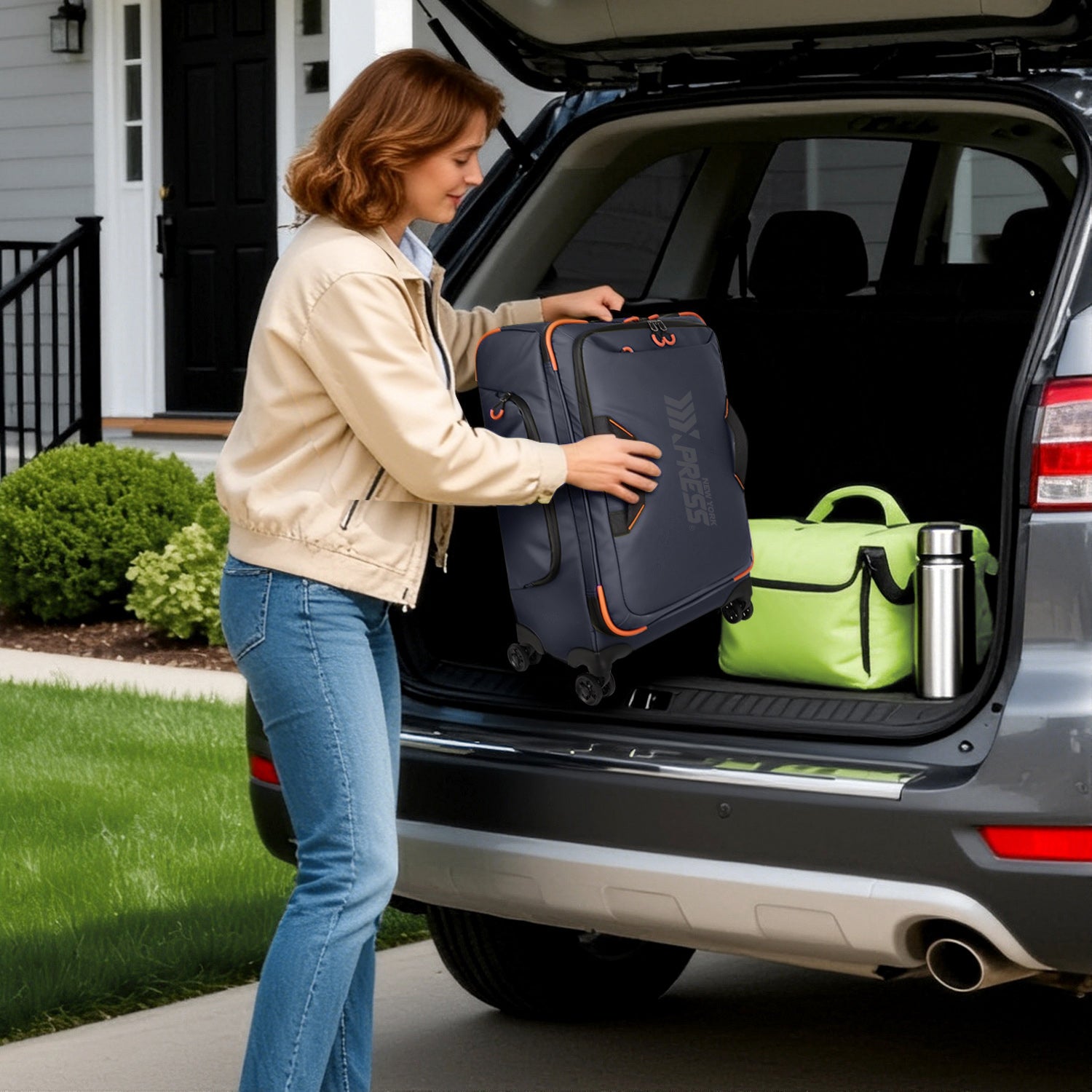 New York XPress TA-8353,20" Luggage, 24in/28in Softside Suitcase w/Double Spinner Wheels, Waterproof,Lightweight Rolling Suitcases for Men/Women