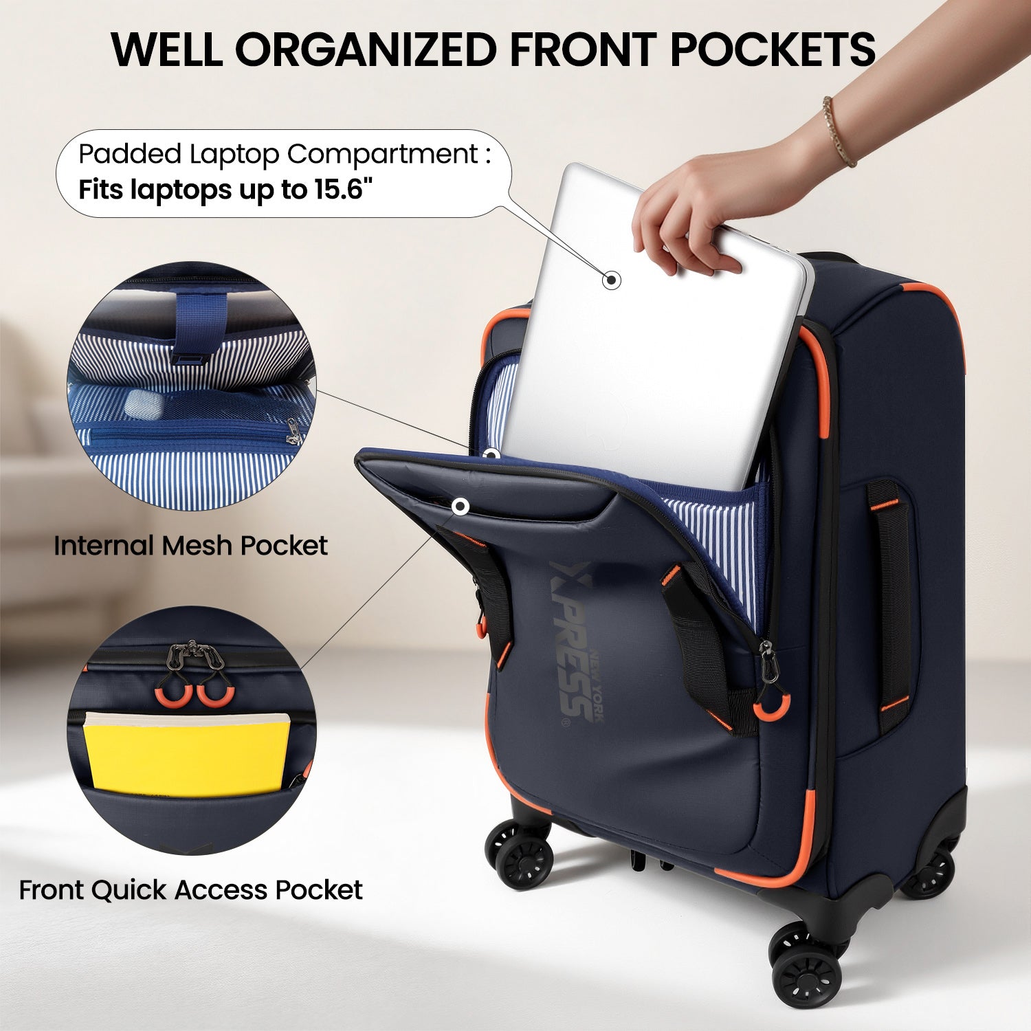 New York XPress TA-8353,20" Luggage, 24in/28in Softside Suitcase w/Double Spinner Wheels, Waterproof,Lightweight Rolling Suitcases for Men/Women