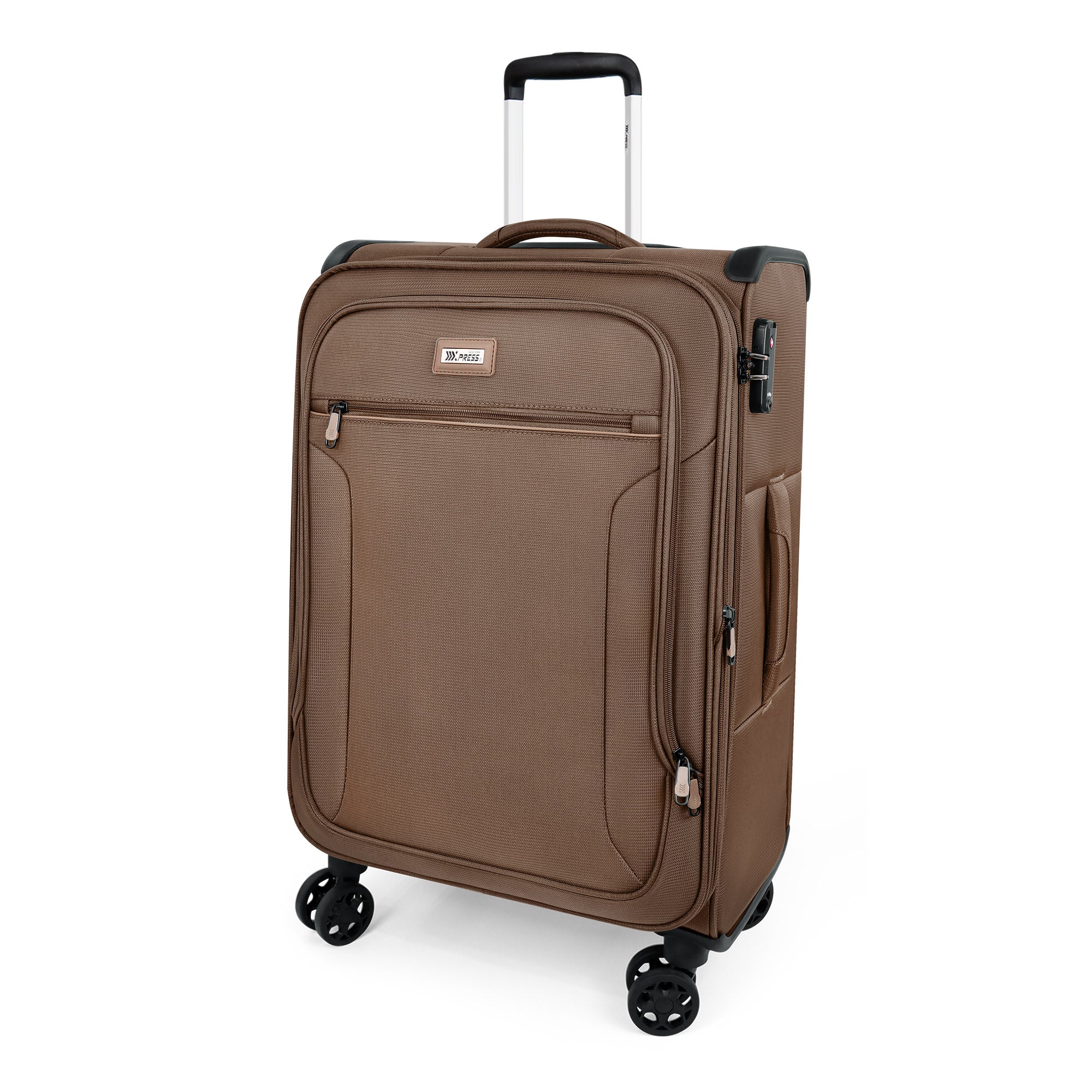 New York XPress XJ-1907,20in/24in/28in-Expandable 20% Luggage-Suitcases with Wheels Hardshell-Softside Luggage-Charcoal Material w/TSA LOCK