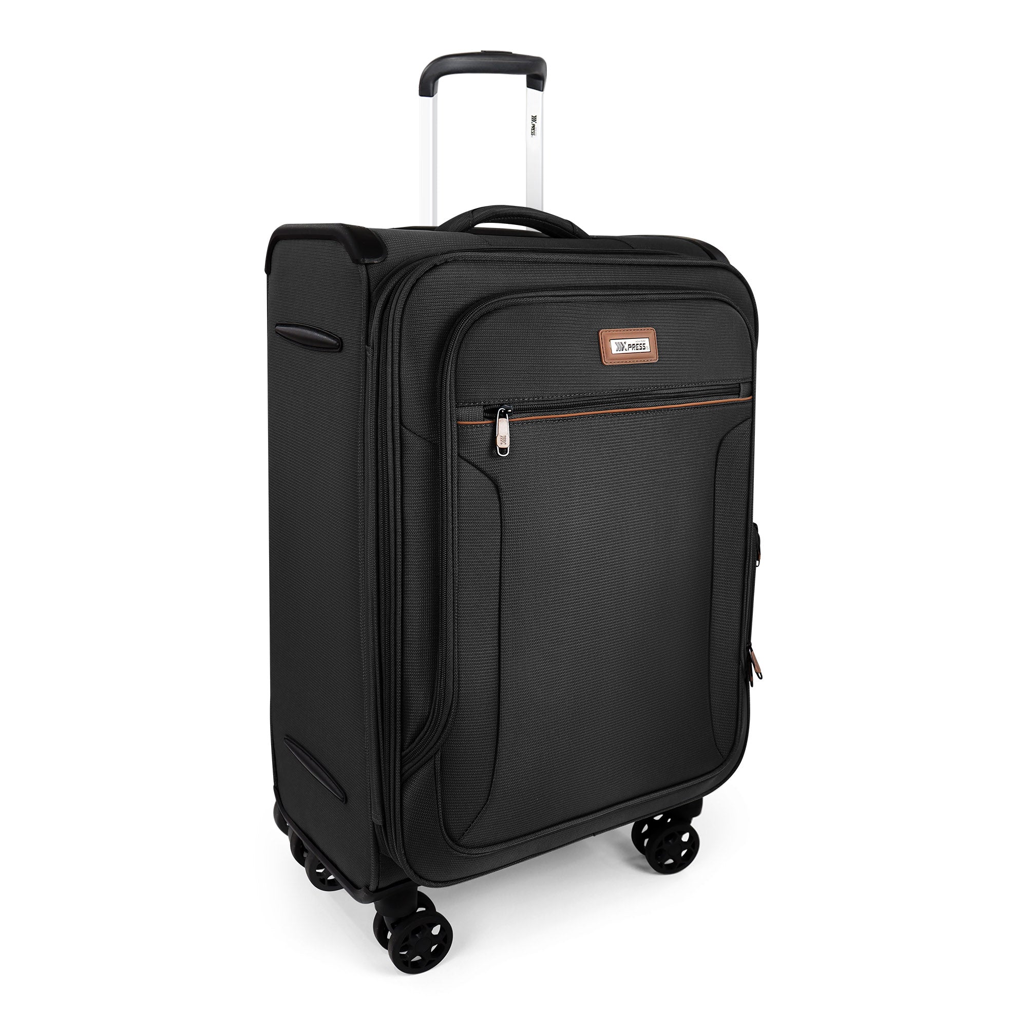 New York XPress XJ-1907,20in/24in/28in-Expandable 20% Luggage-Suitcases with Wheels Hardshell-Softside Luggage-Charcoal Material w/TSA LOCK