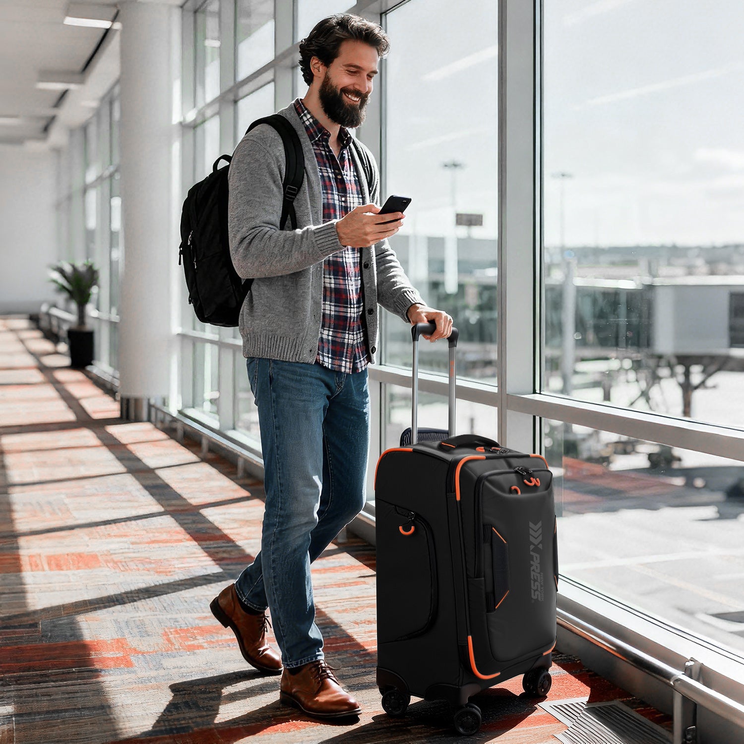 New York XPress TA-8353,20" Luggage, 24in/28in Softside Suitcase w/Double Spinner Wheels, Waterproof,Lightweight Rolling Suitcases for Men/Women