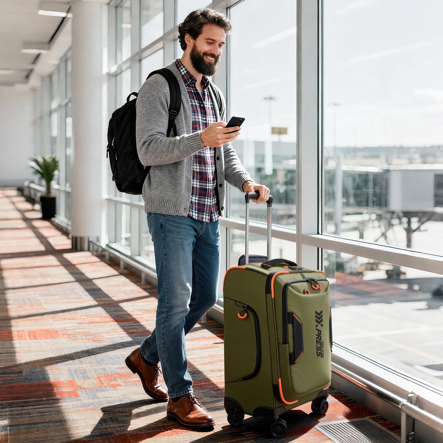 New York XPress TA-8353,20" Luggage, 24in/28in Softside Suitcase w/Double Spinner Wheels, Waterproof,Lightweight Rolling Suitcases for Men/Women