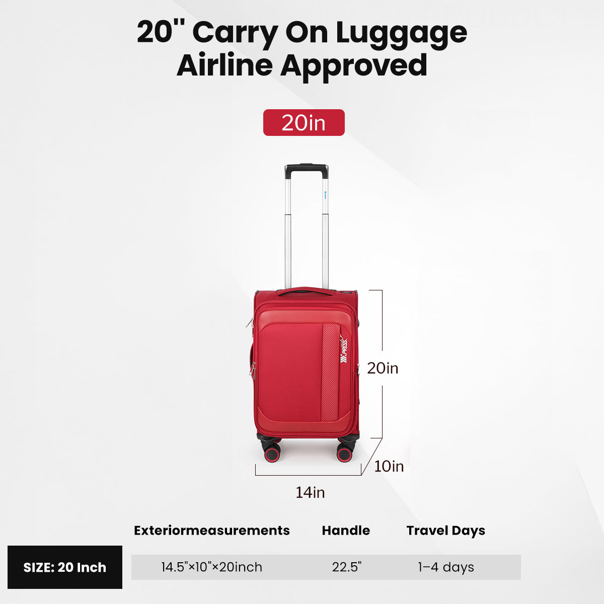 New York XPress 8809 Single Suitcase 20''/26''/30'',Softside Luggage w/Spinner Wheels and TSA LOCK,Lightweight Luggage for Men Women