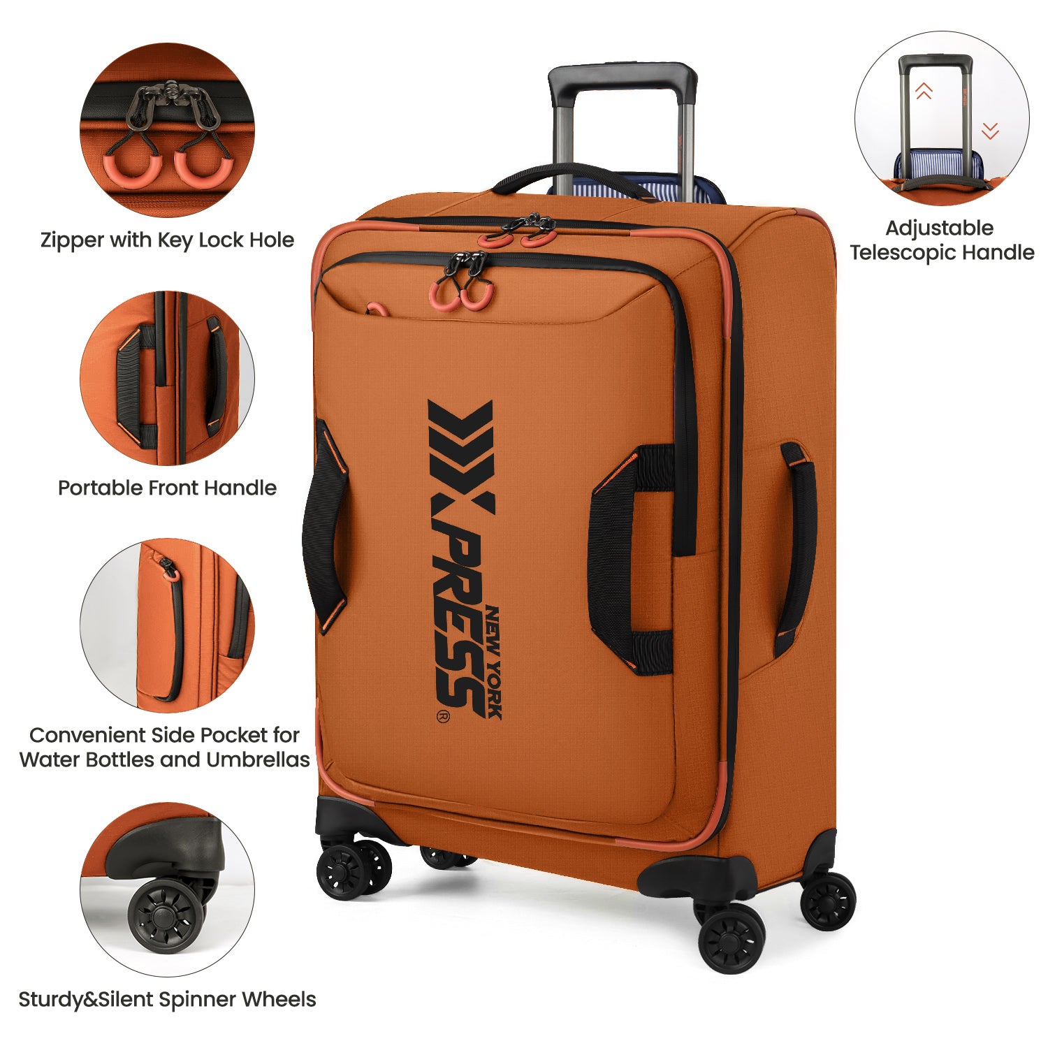 New York XPress TA-8353,20" Luggage, 24in/28in Softside Suitcase w/Double Spinner Wheels, Waterproof,Lightweight Rolling Suitcases for Men/Women